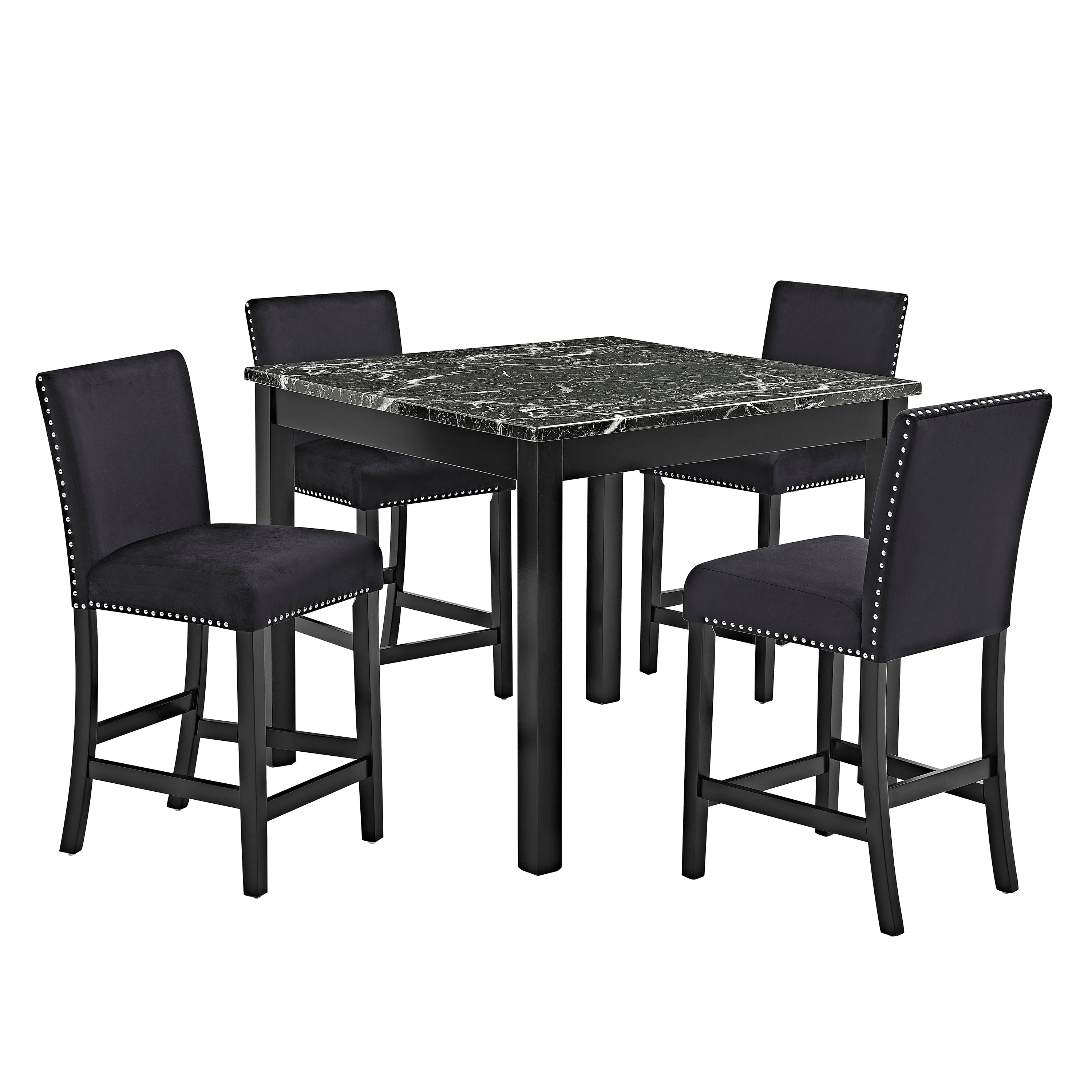 Lennon 5-Pk Counter Height Set Black