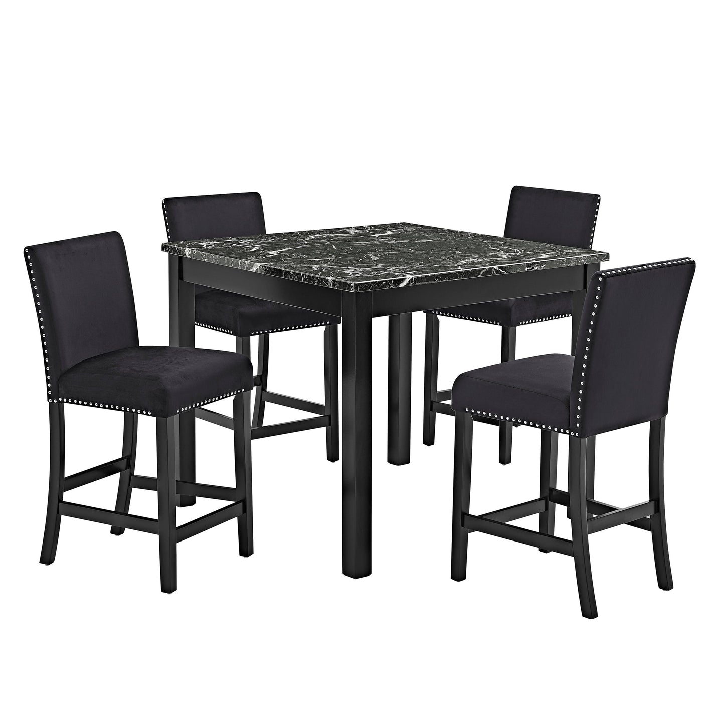 Lennon 5-Pk Counter Height Set Black