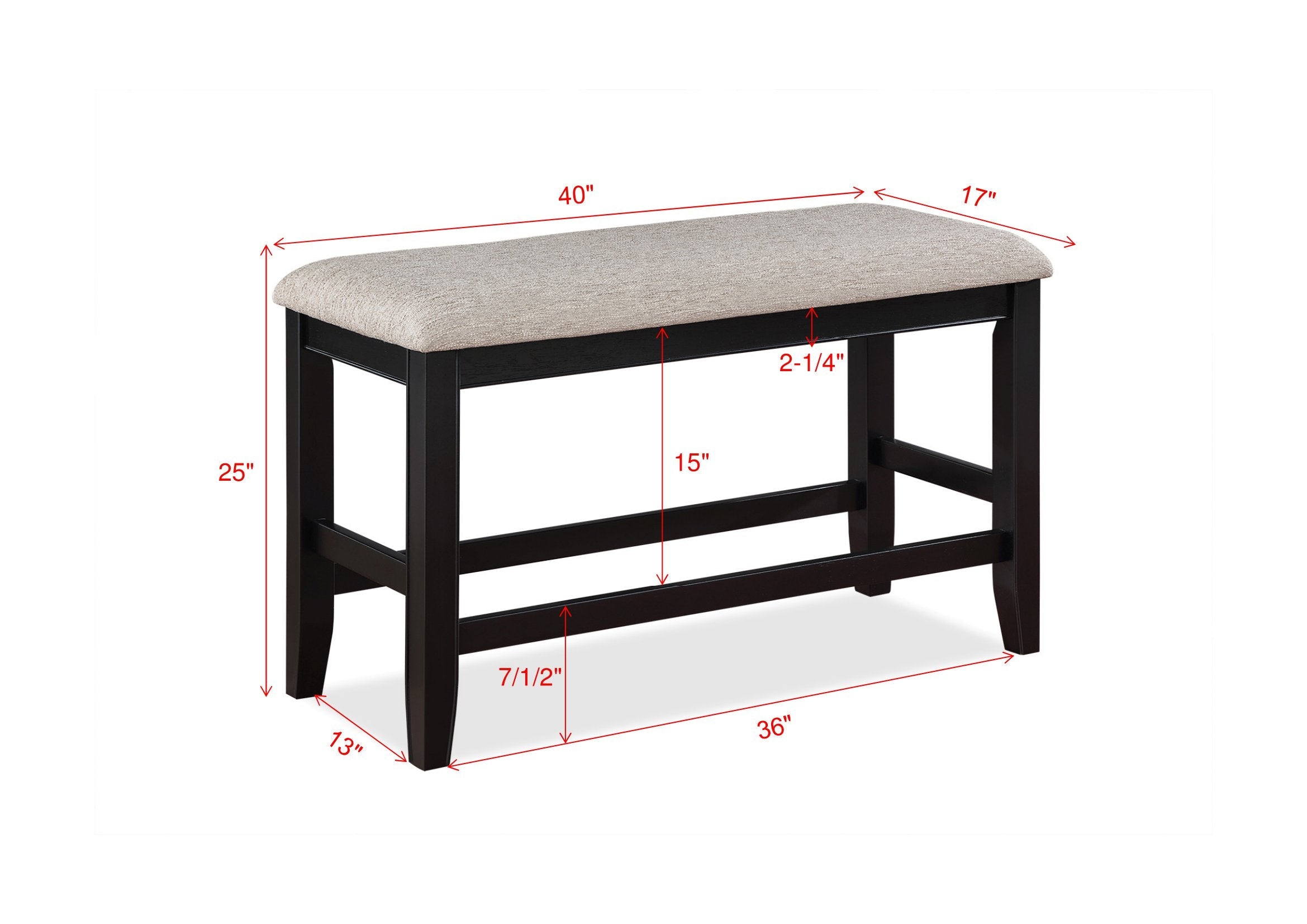 Fulton Counter Height Bench Light Grey