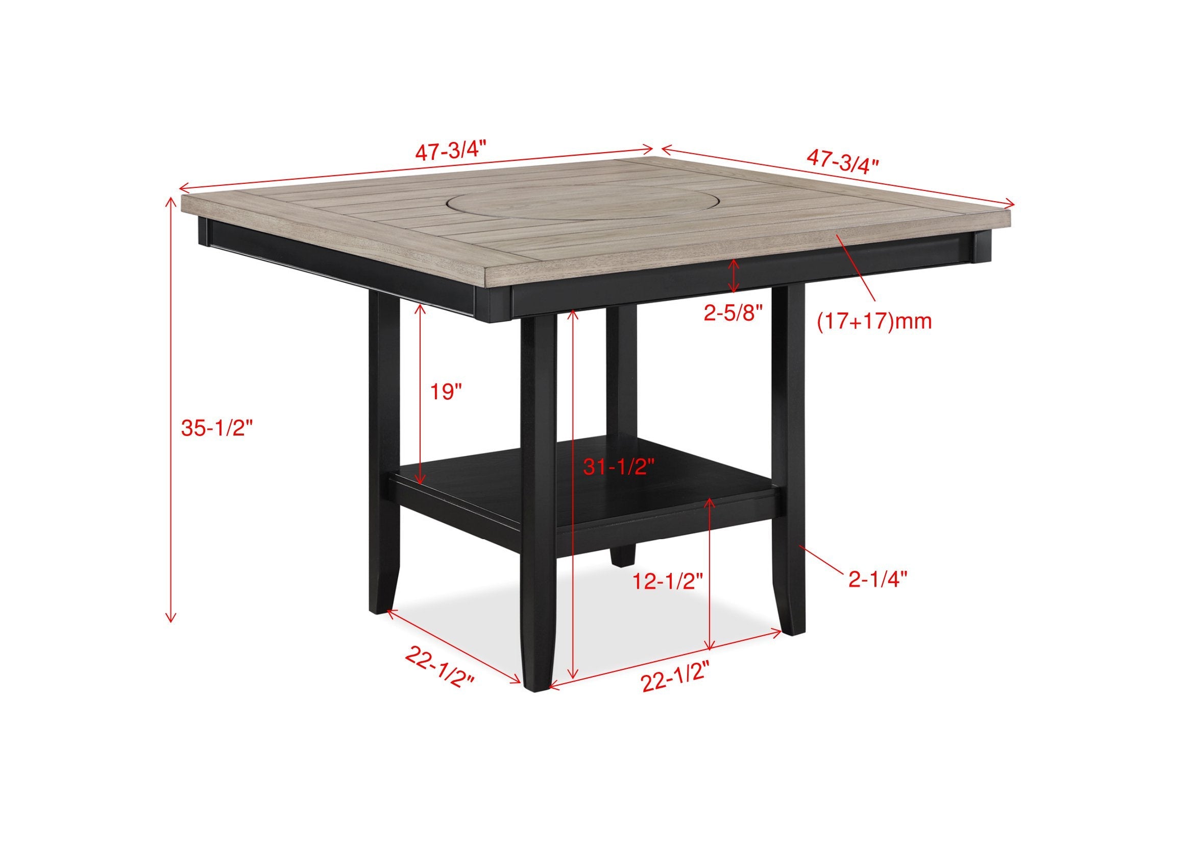 Fulton Counter Height Table Light Grey