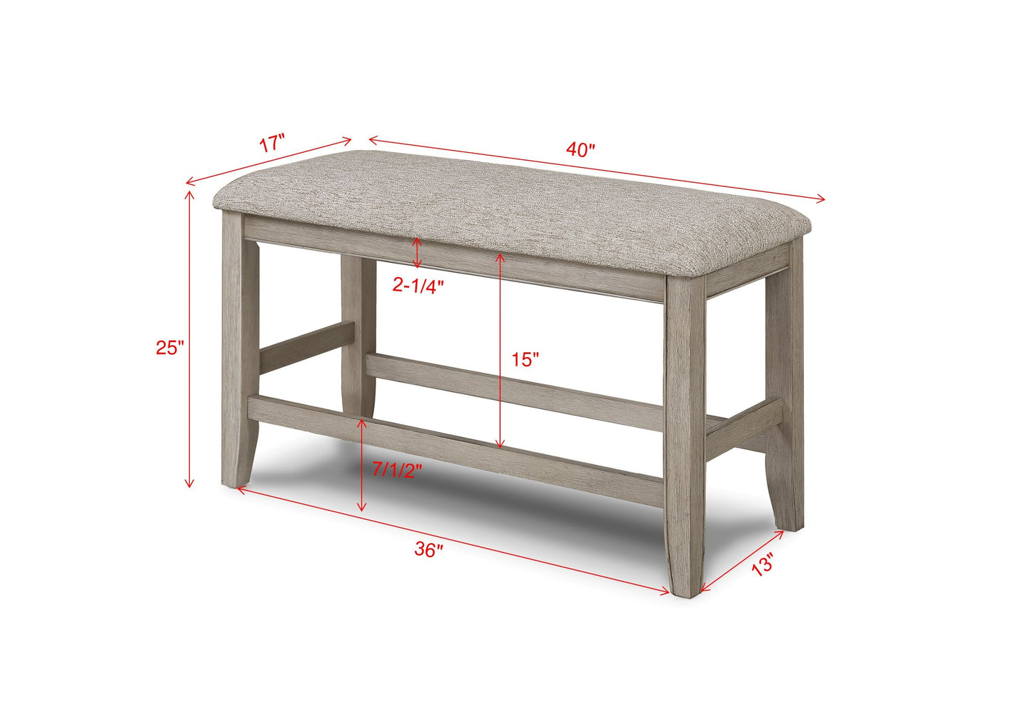 Fulton Counter Height Bench White Oak