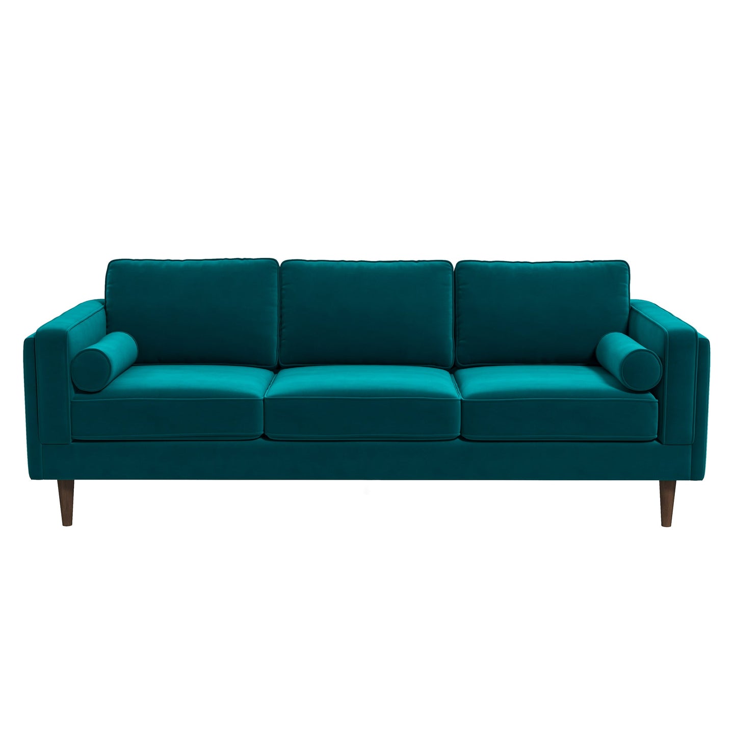 Amber Mid-Century Modern Teal Luxury Velvet Sofa