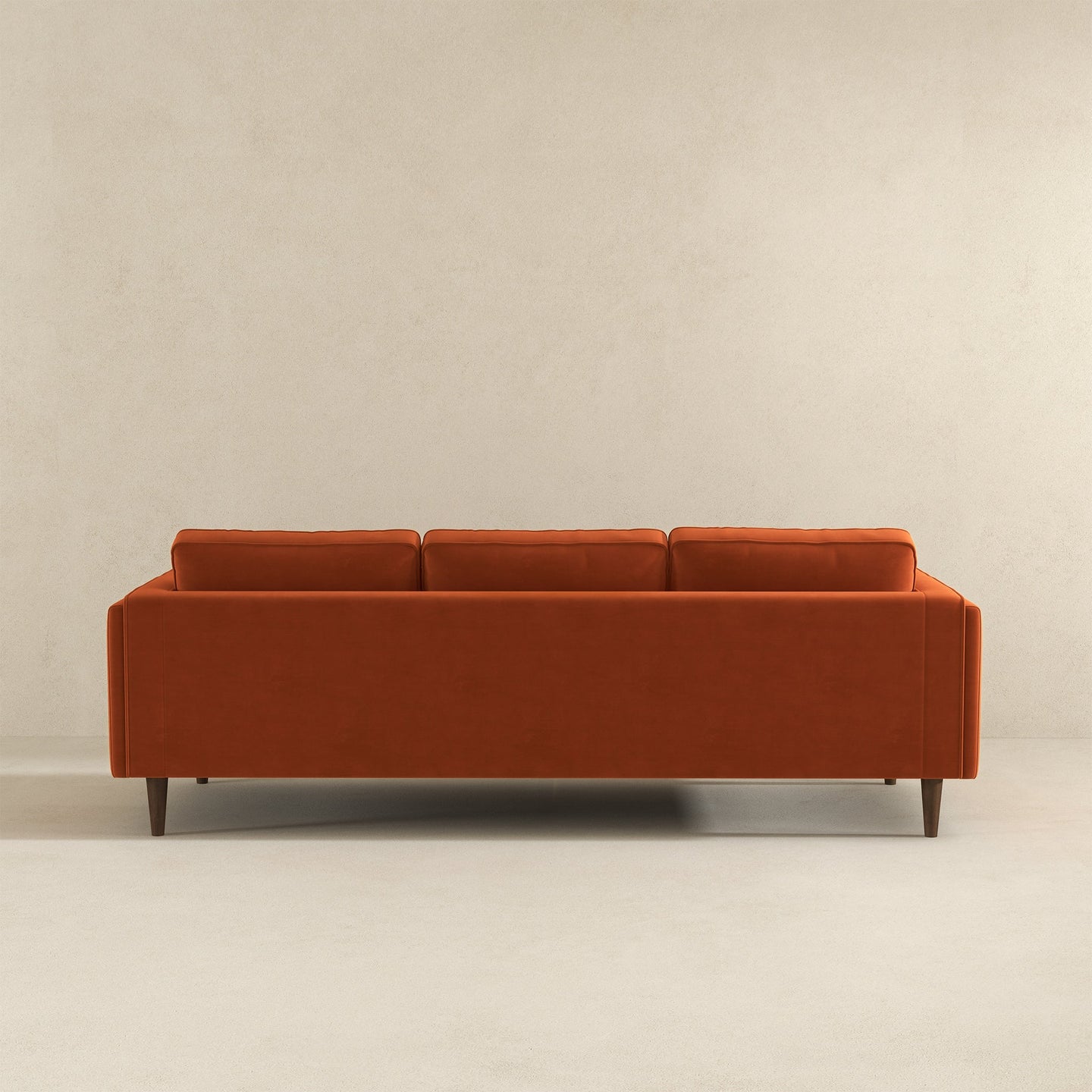 Amber Mid-Century Modern Burnt Orange Luxury Velvet Sofa