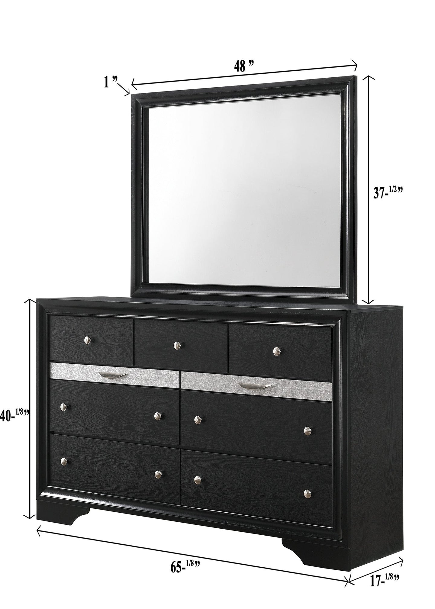 Regata Dresser Mirror Black/Silver