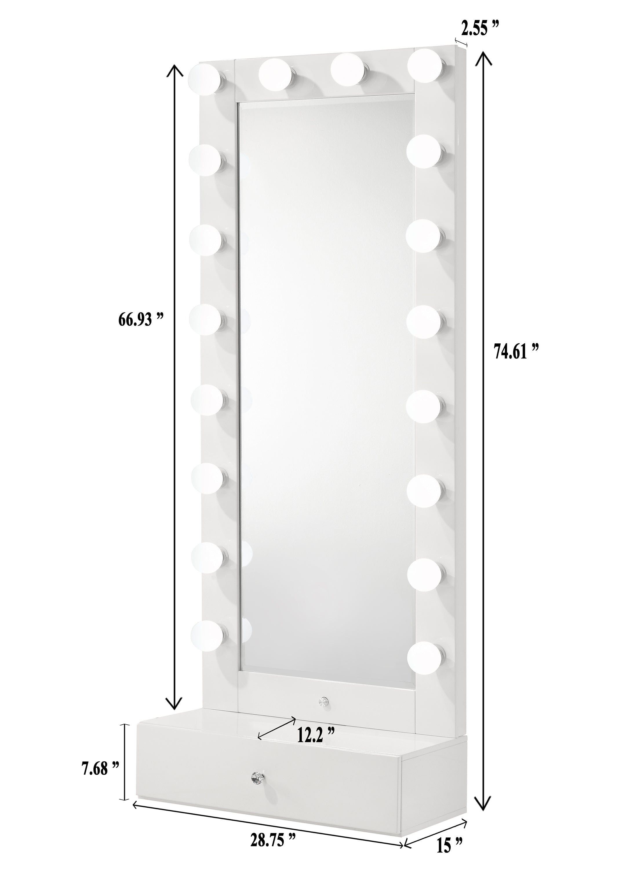 LUXO TALL LIGHTED VANITY W/DRAWER