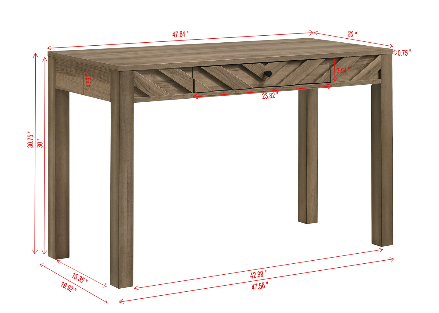Valor Writing Desk-Light Brown