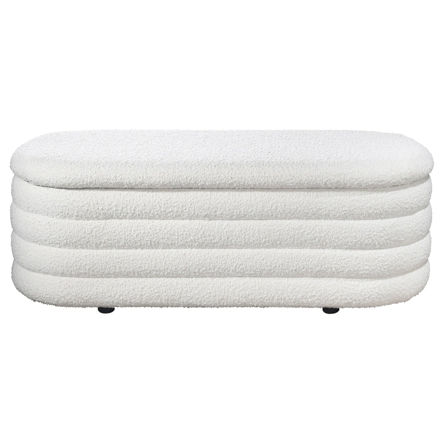 Cabana White Boucle Bench w/Storage