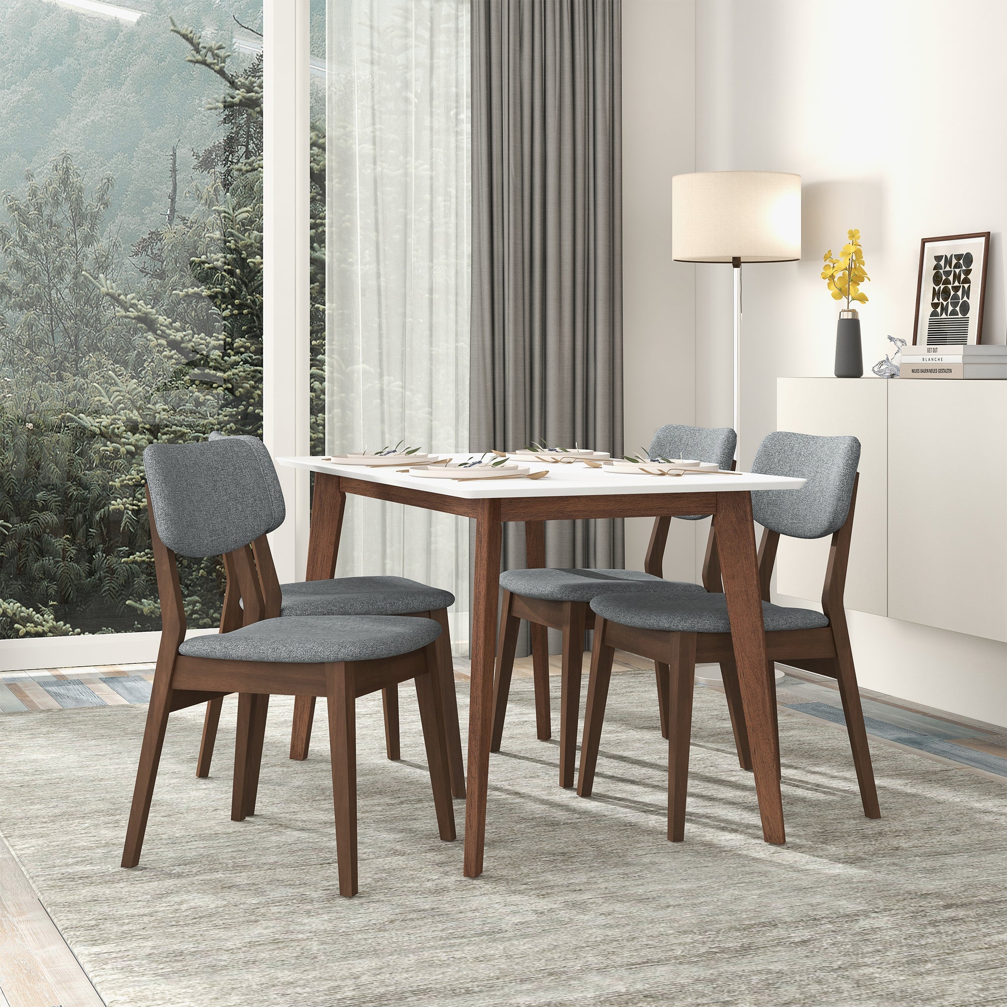 Carlos Dark Grey Velvet Mid-Century Modern Side Chairs | Ashcroft Imports Furniture