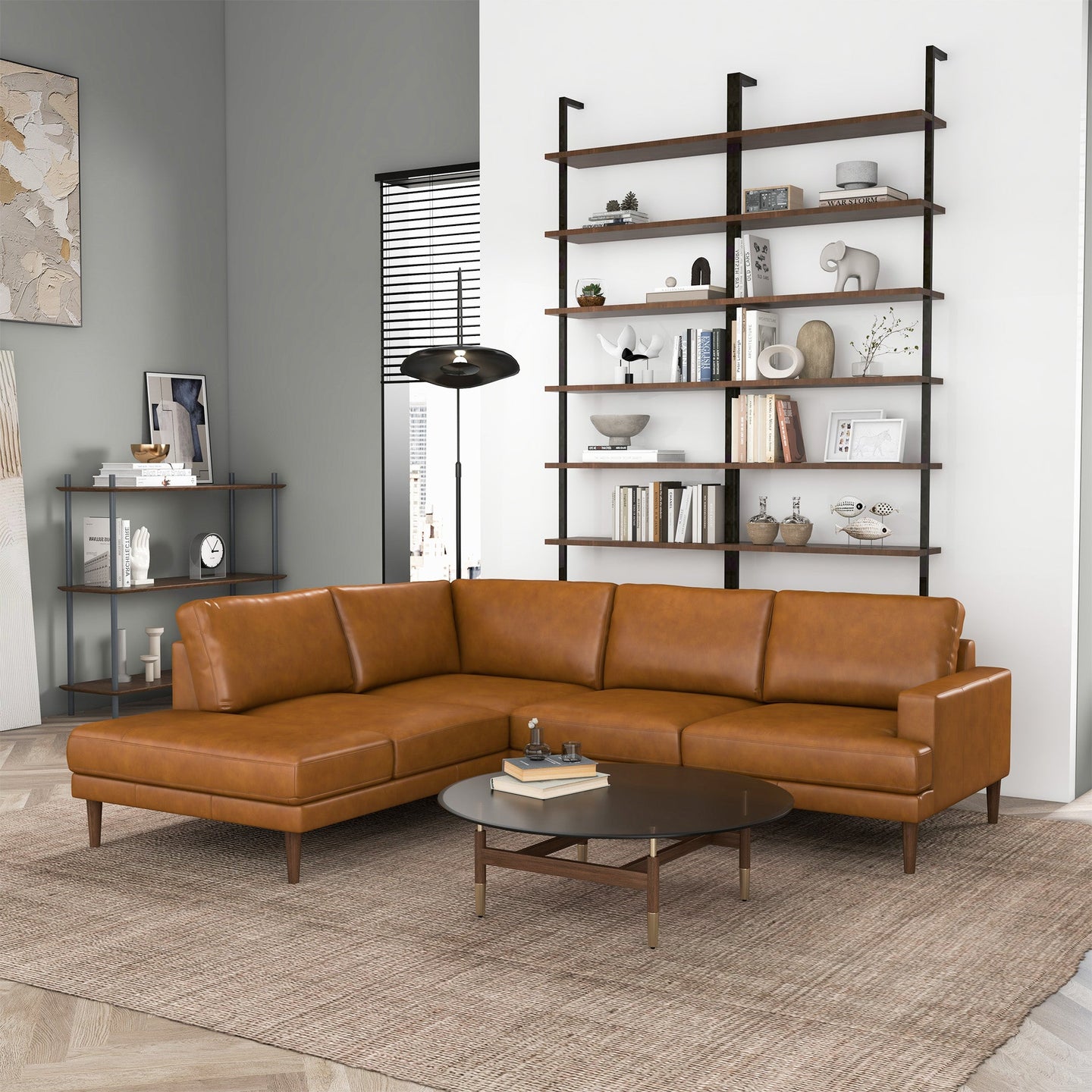 Corbin Luxurious Genuine Leather L-Shape Sectional Sofa | Ashcroft Imports Furniture