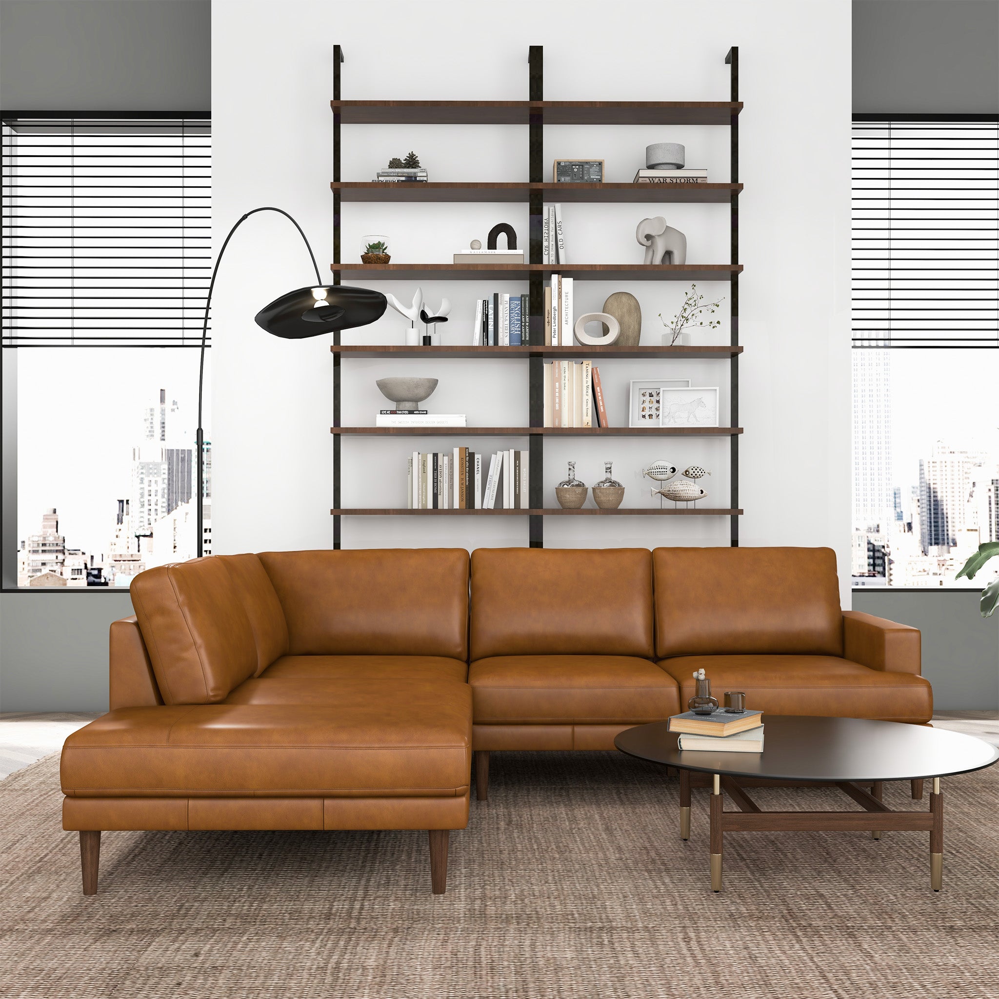 Corbin Luxurious Genuine Leather L-Shape Sectional Sofa | Ashcroft Imports Furniture