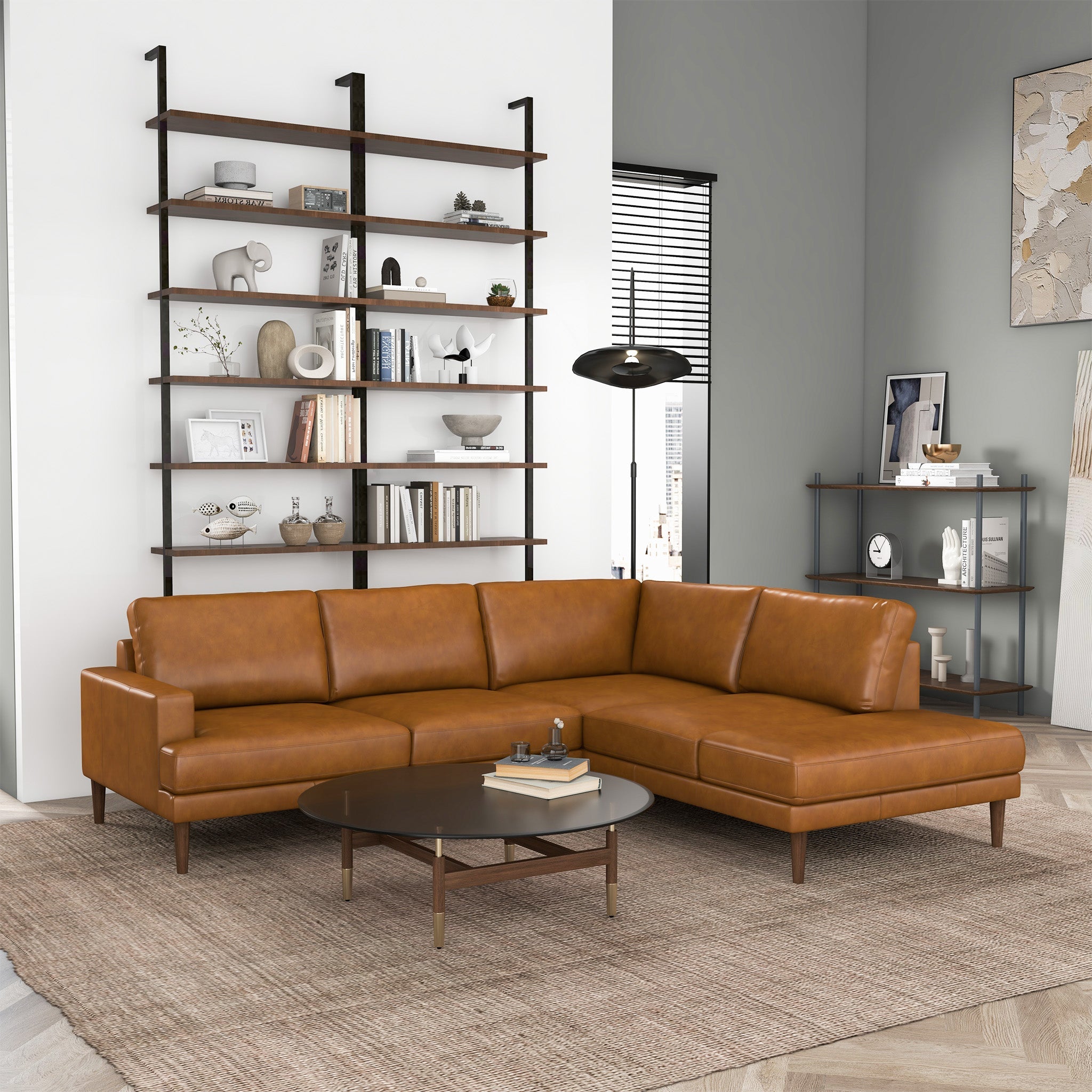 Corbin Luxurious Genuine Leather L-Shape Sectional Sofa | Ashcroft Imports Furniture