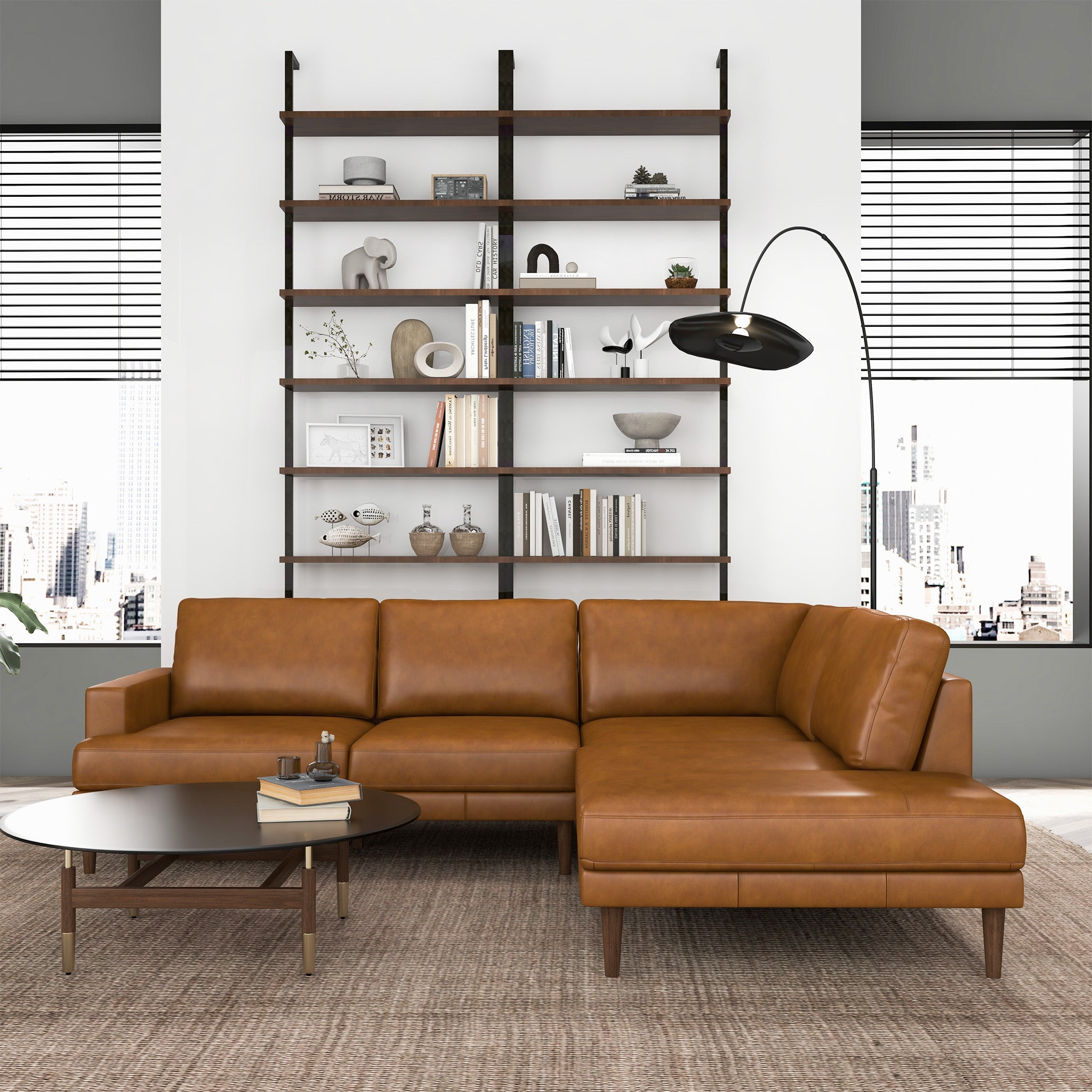 Corbin Luxurious Genuine Leather L-Shape Sectional Sofa | Ashcroft Imports Furniture