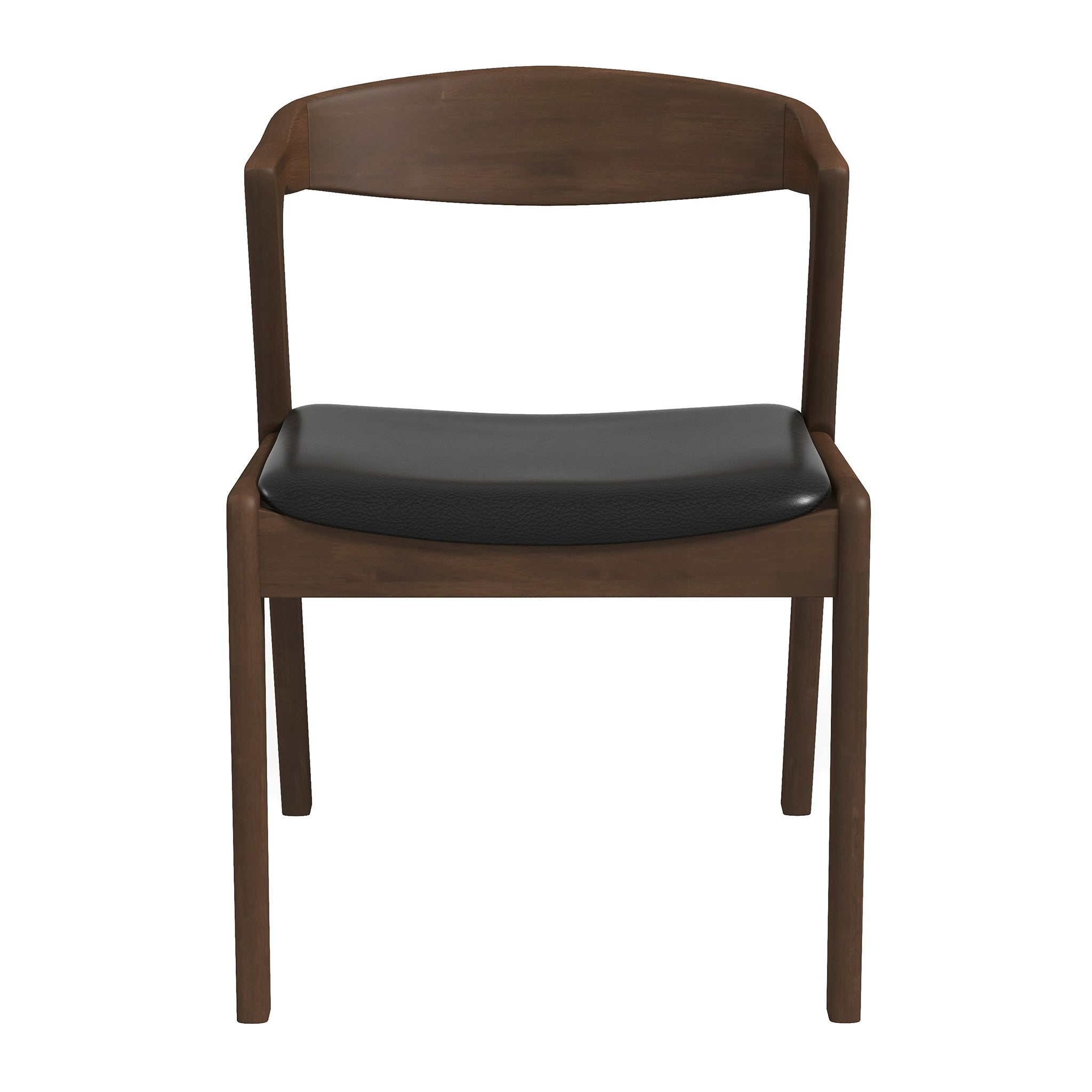 Dakota Solid Wood & Black Vegan Leather Dining Chair – Walnut Finish | Ashcroft Imports Furniture