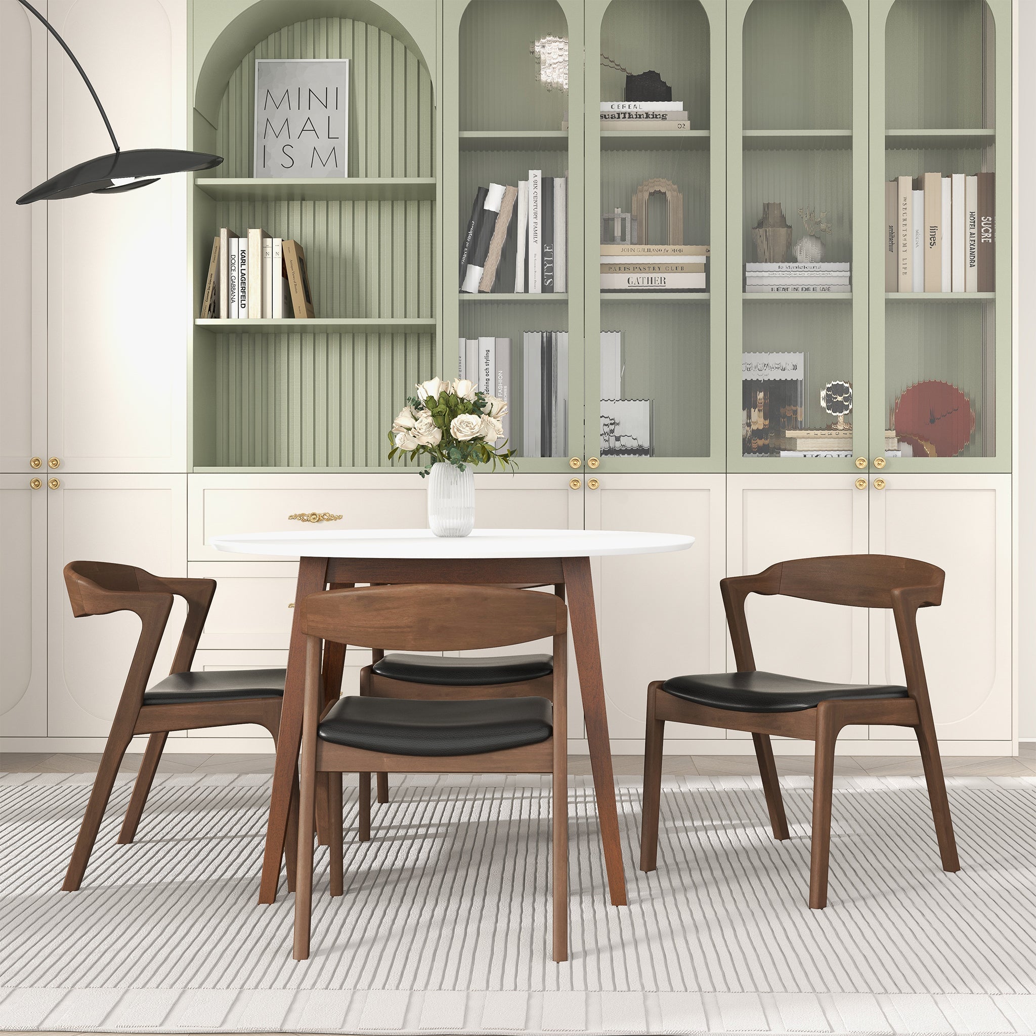 Dakota Solid Wood & Black Vegan Leather Dining Chair – Walnut Finish | Ashcroft Imports Furniture