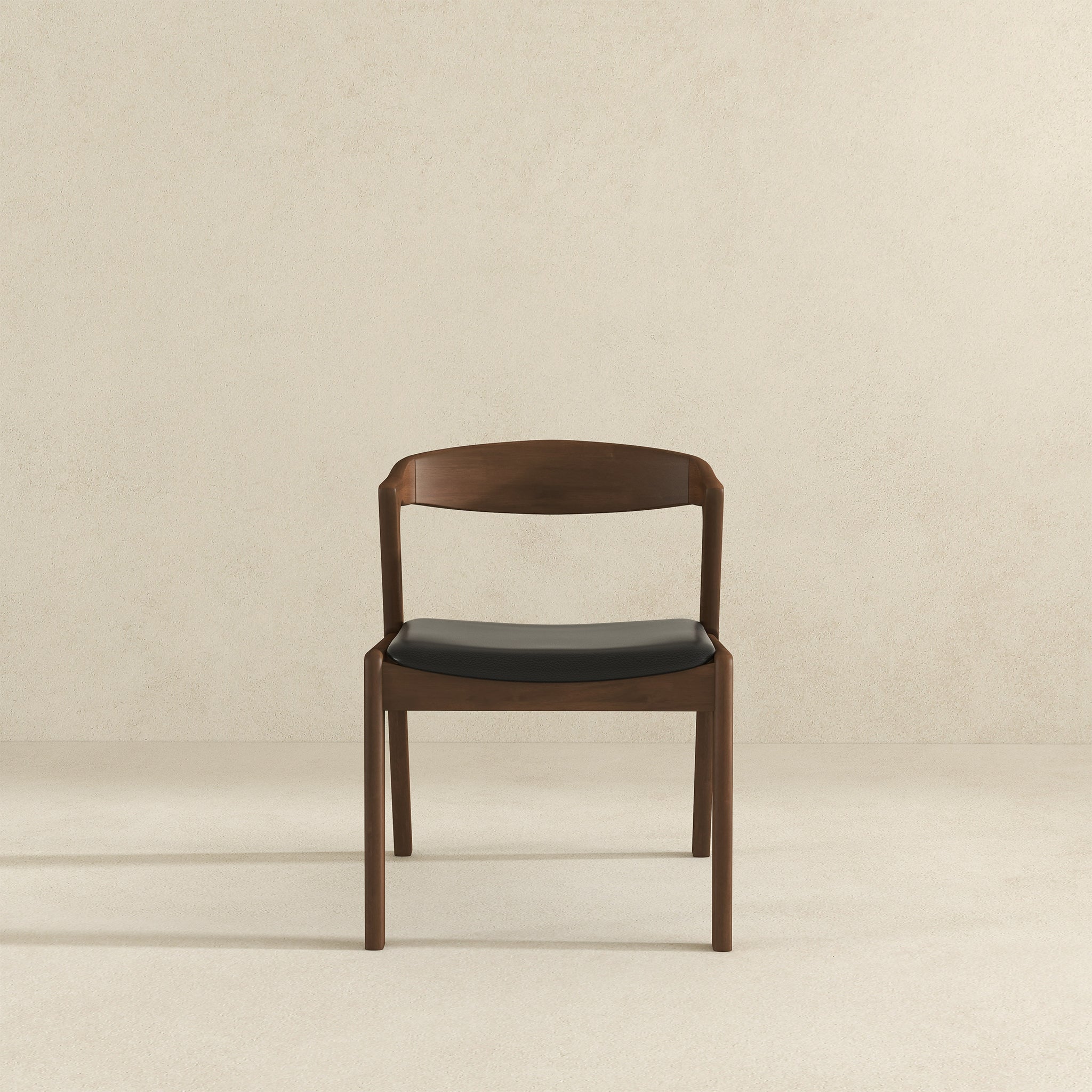 Dakota Solid Wood & Black Vegan Leather Dining Chair – Walnut Finish | Ashcroft Imports Furniture