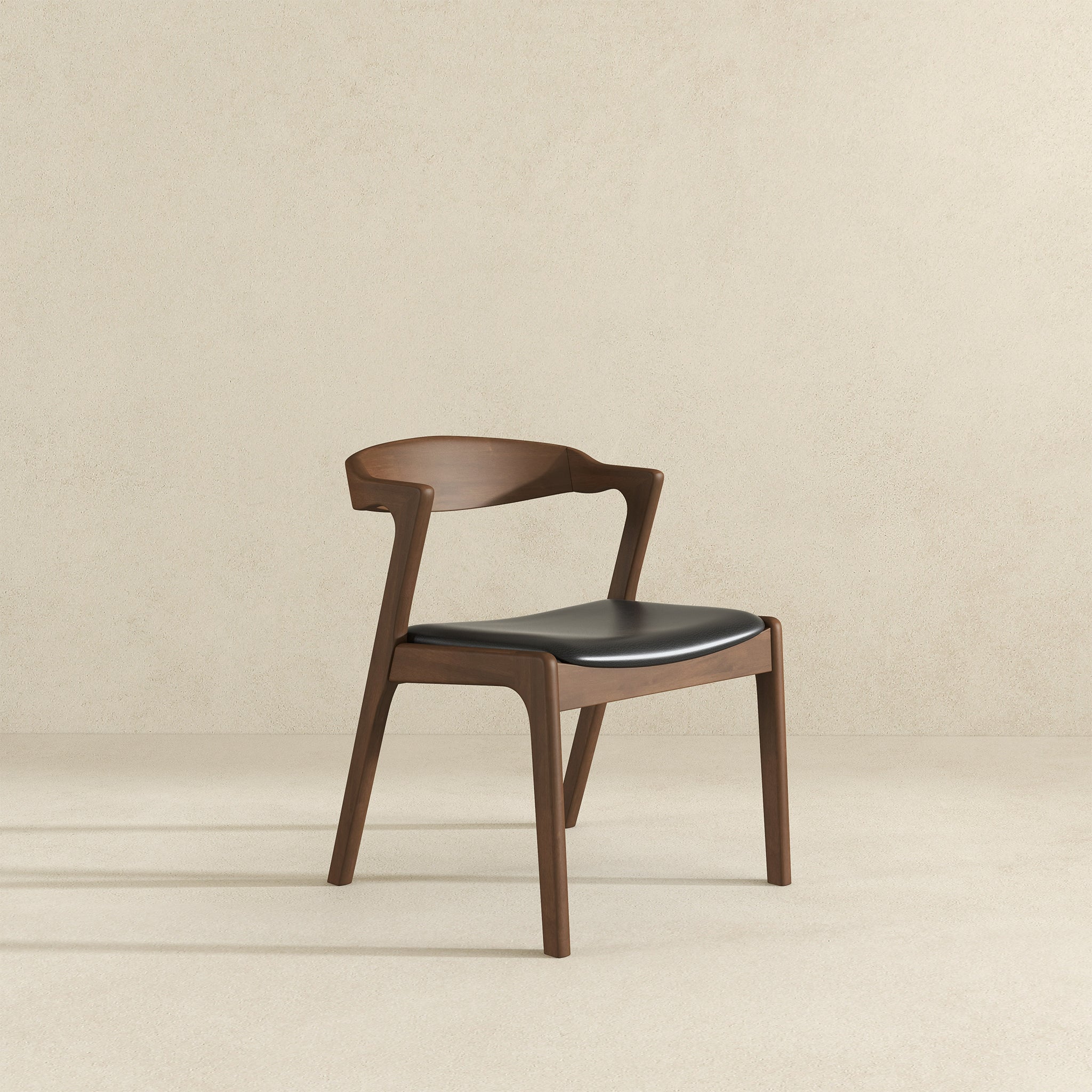Dakota Solid Wood & Black Vegan Leather Dining Chair – Walnut Finish | Ashcroft Imports Furniture