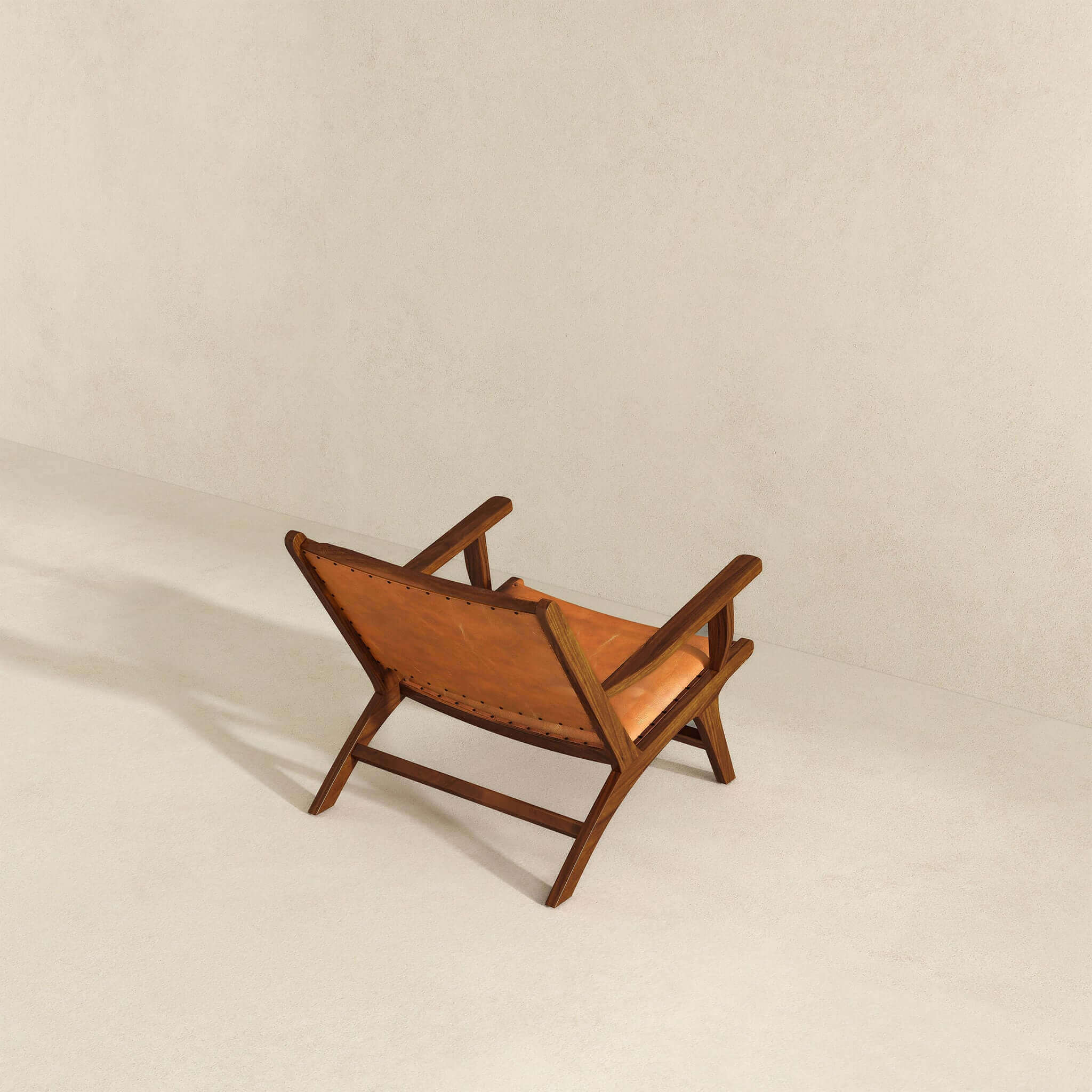 Daniel Mid-Century Modern Genuine Tan Leather Lounge Chair | Ashcroft Imports Furniture