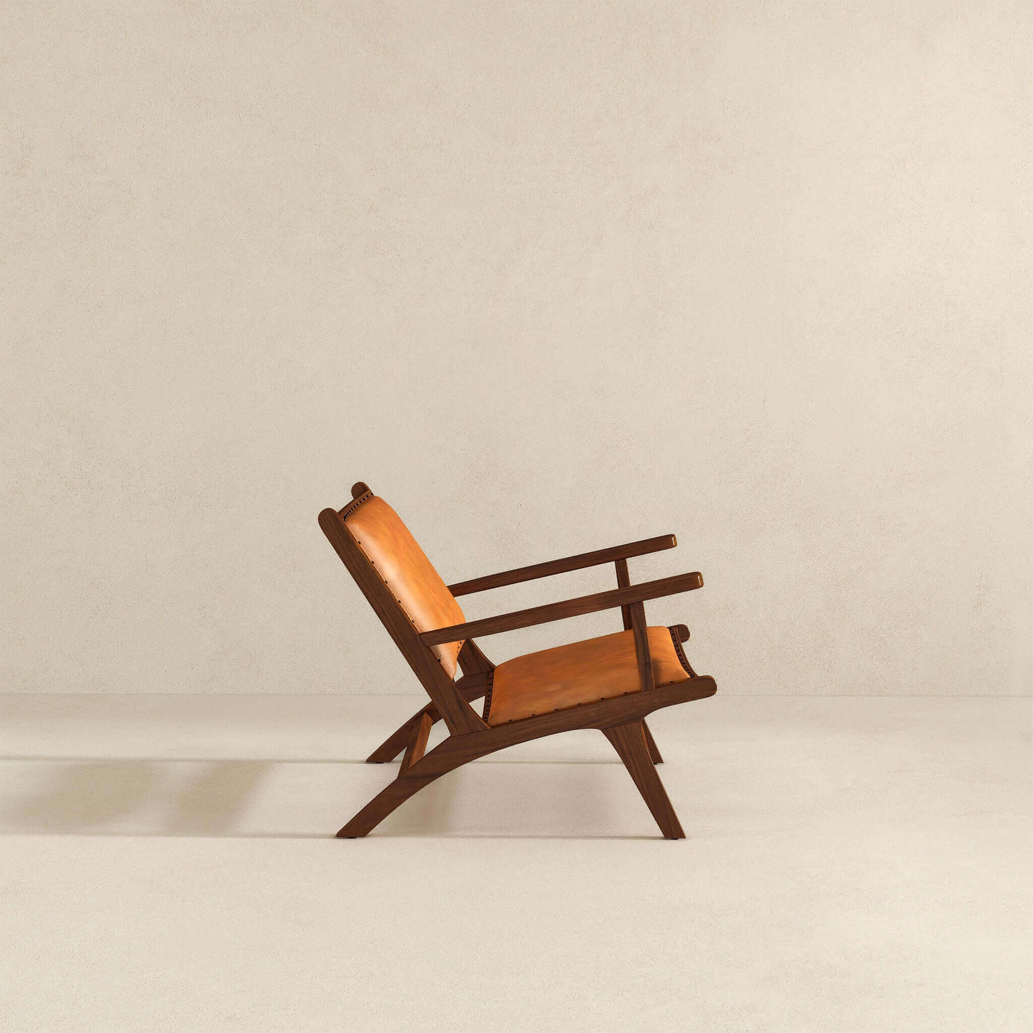 Daniel Mid-Century Modern Genuine Tan Leather Lounge Chair | Ashcroft Imports Furniture