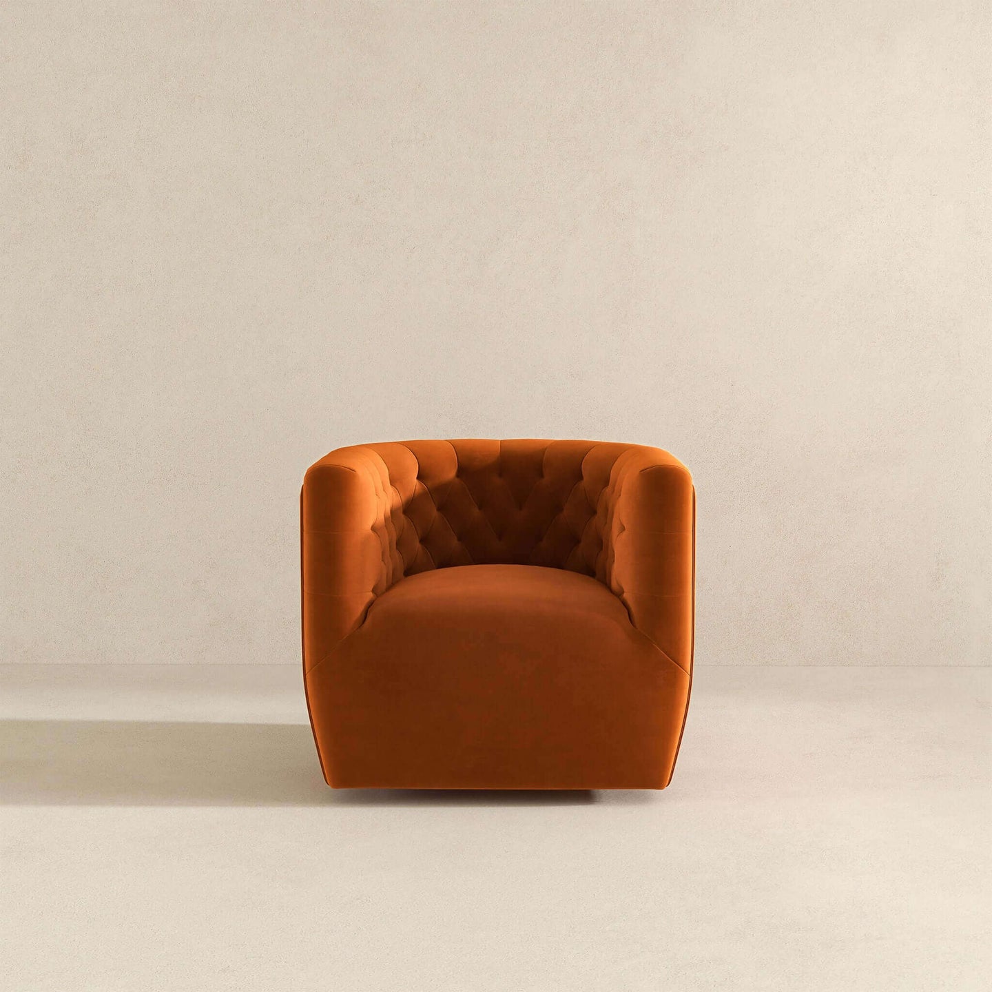 Delaney Mid-Century Modern Burnt Orange Velvet Swivel Accent Chair | Ashcroft Imports Furniture