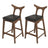 Dorane Solid Wood Frame Black Pu Leather Upholstered Bar Stool - Set of 2