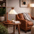 Dreamlight Table Lamp, Brown Solid Wood Base with Elegant Cone Linen Shade