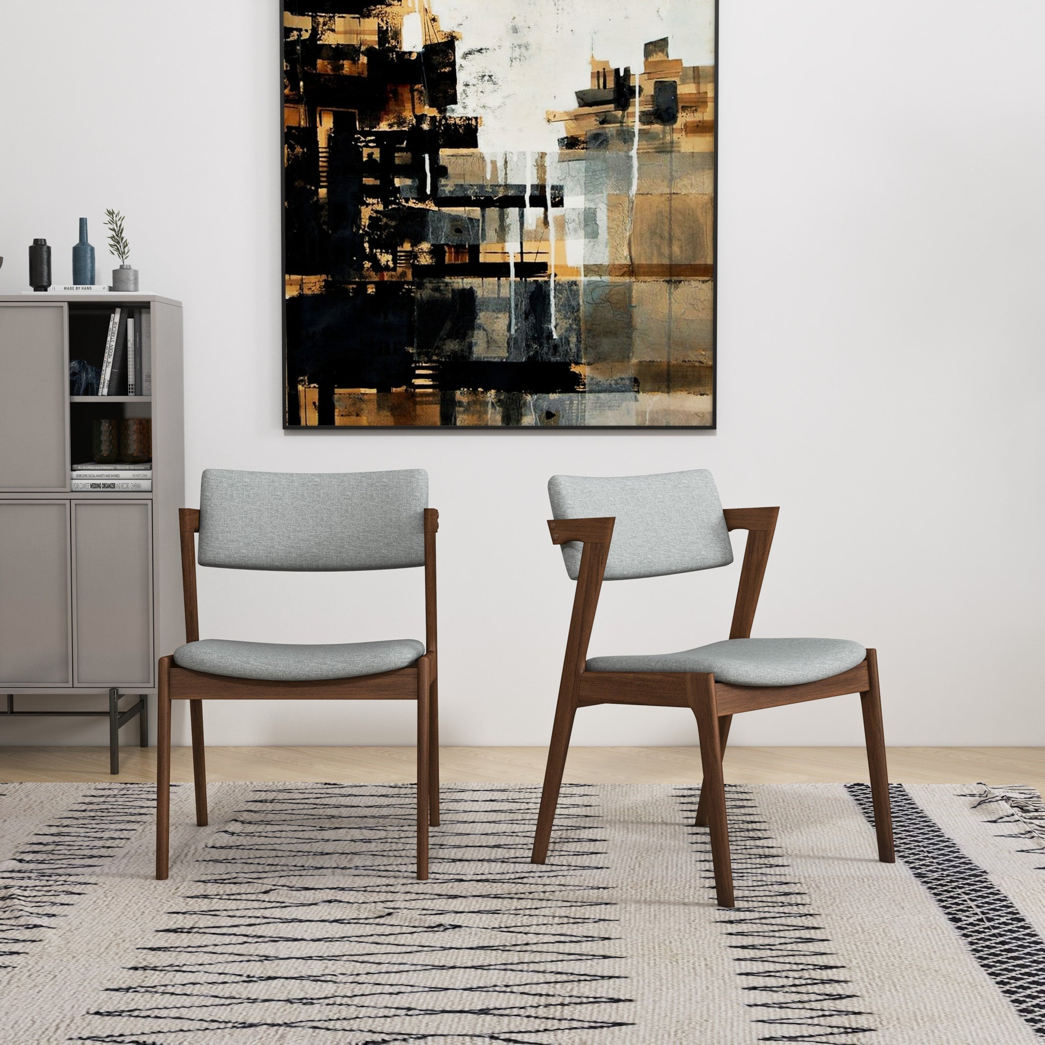 Edwin Light Gray Fabric Dining Chair - Ashcroft Furniture