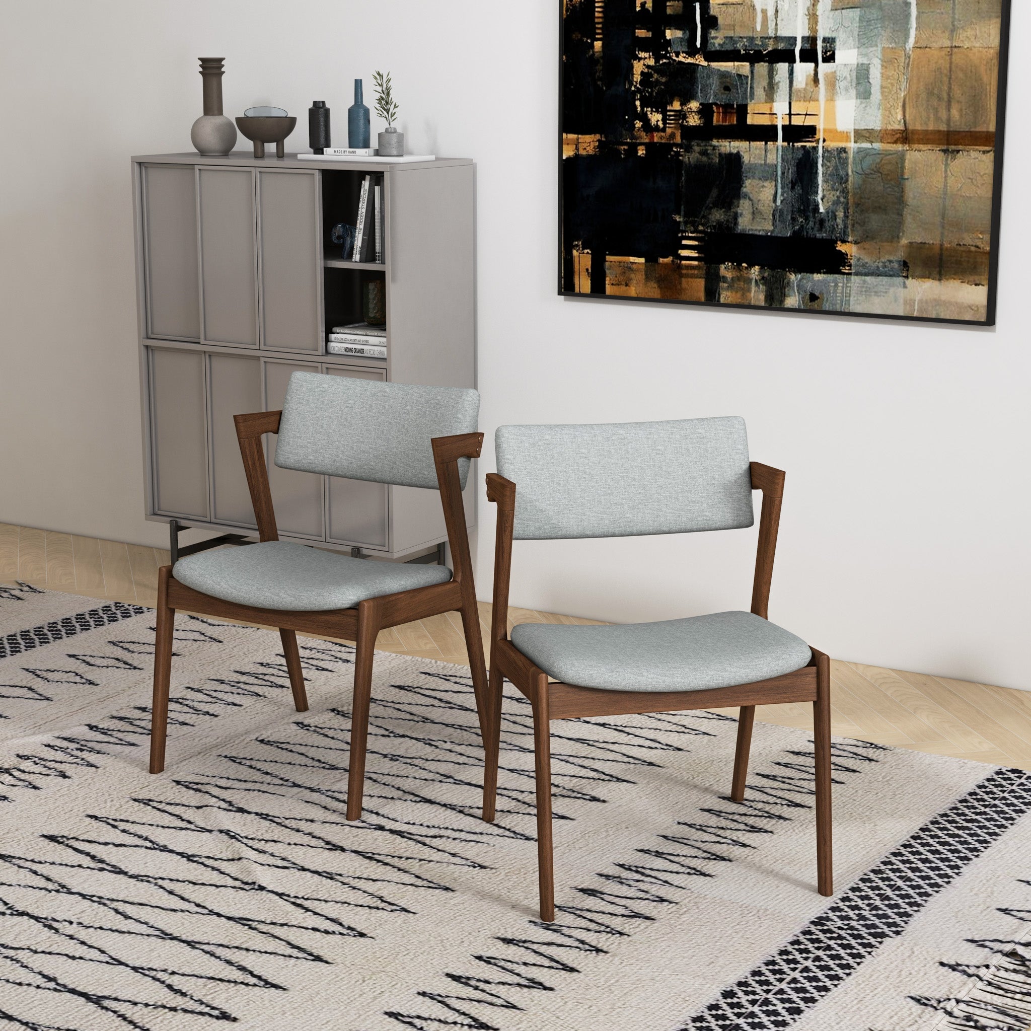 Edwin Light Gray Fabric Dining Chair - Ashcroft Furniture