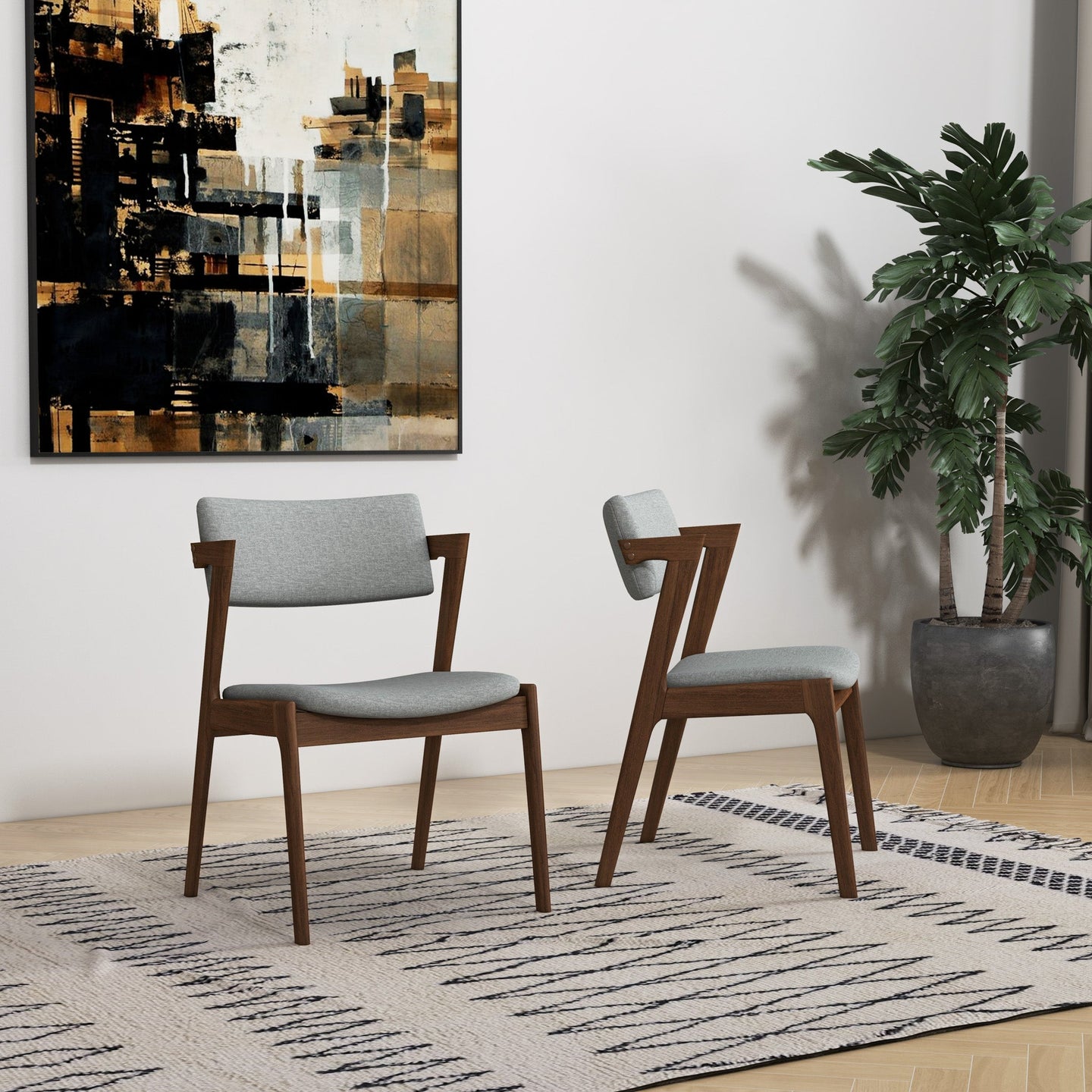 Edwin Light Gray Fabric Dining Chair - Ashcroft Furniture
