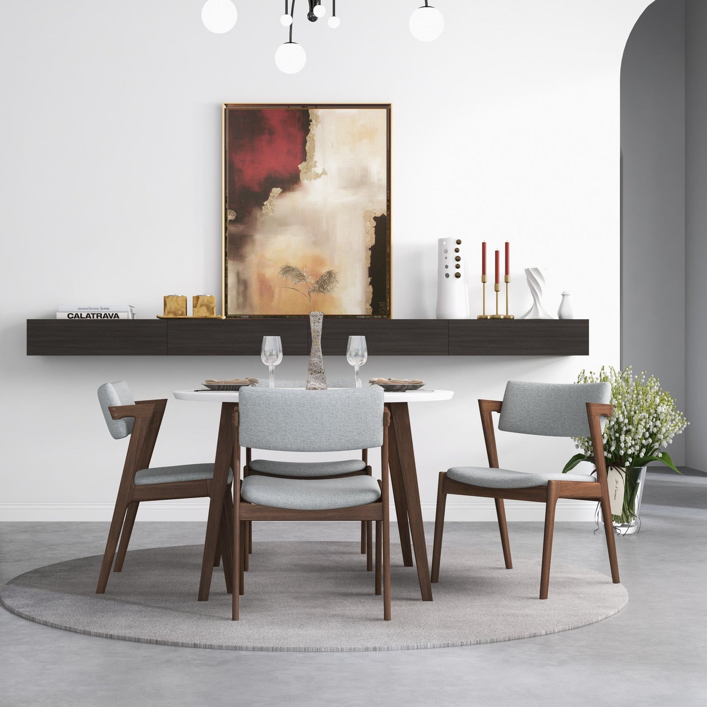 Edwin Light Gray Fabric Dining Chair - Ashcroft Furniture