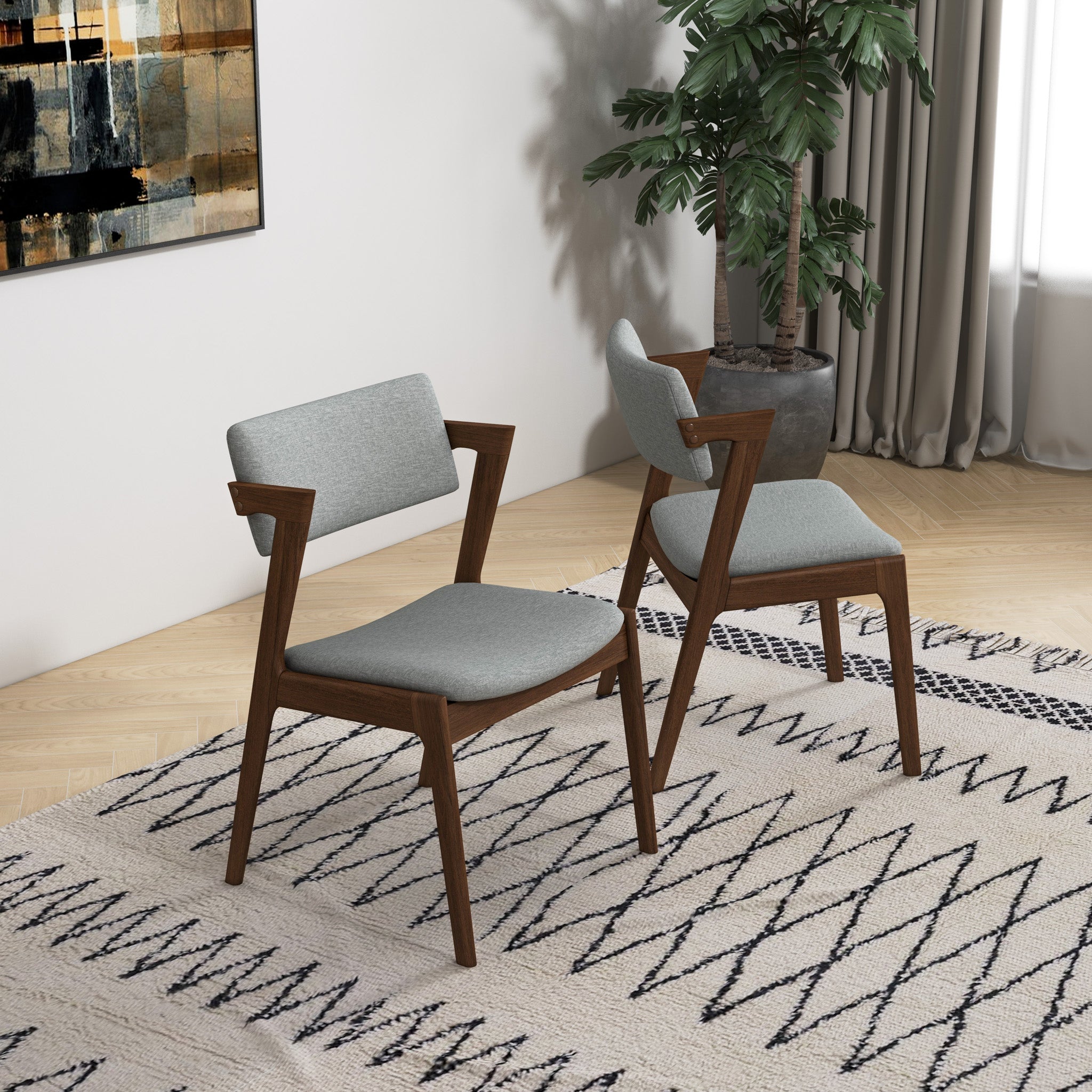 Edwin Light Gray Fabric Dining Chair - Ashcroft Furniture