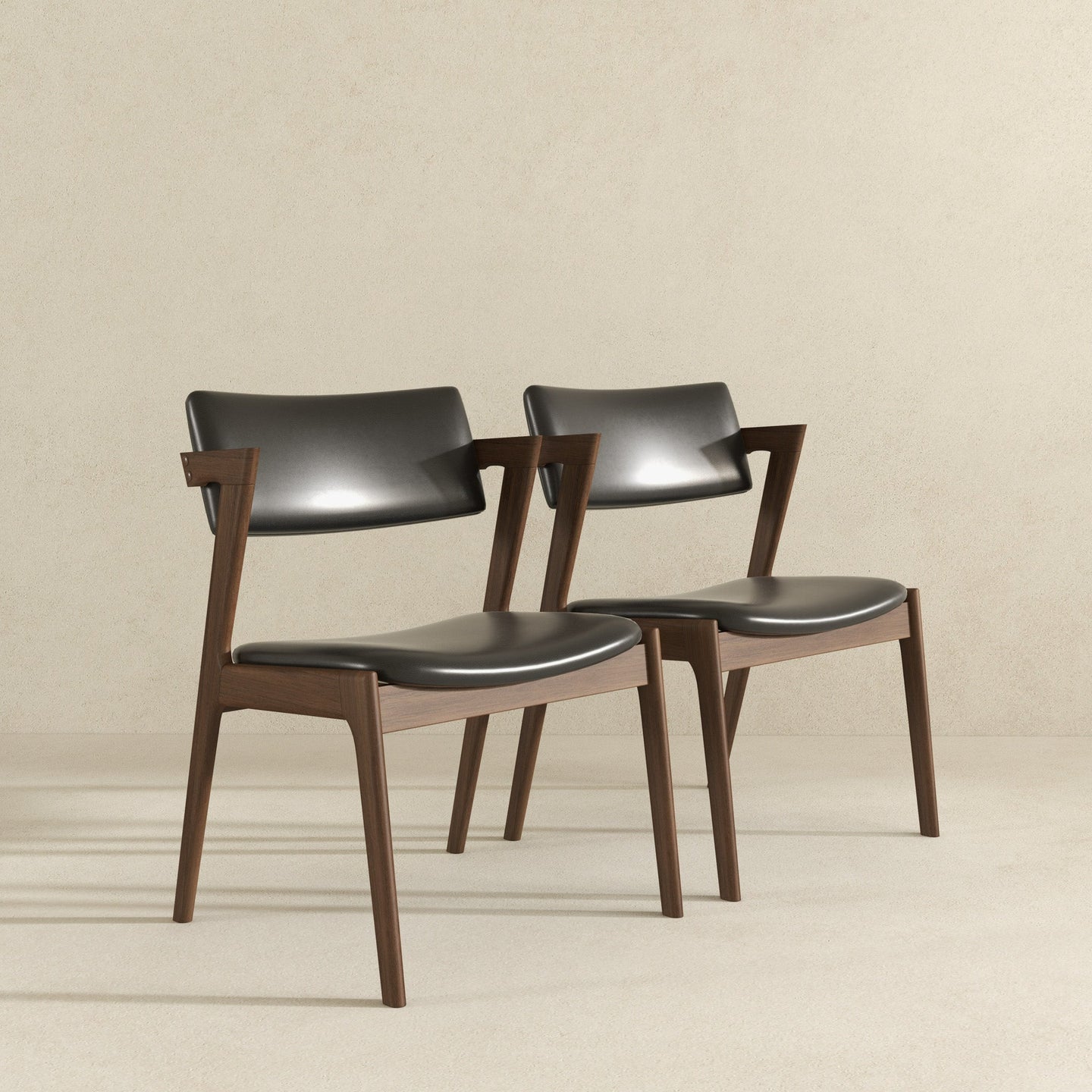 Edwin Mid Century Modern Black Vegan Leather Dining Chair - Ashcoft Furniture
