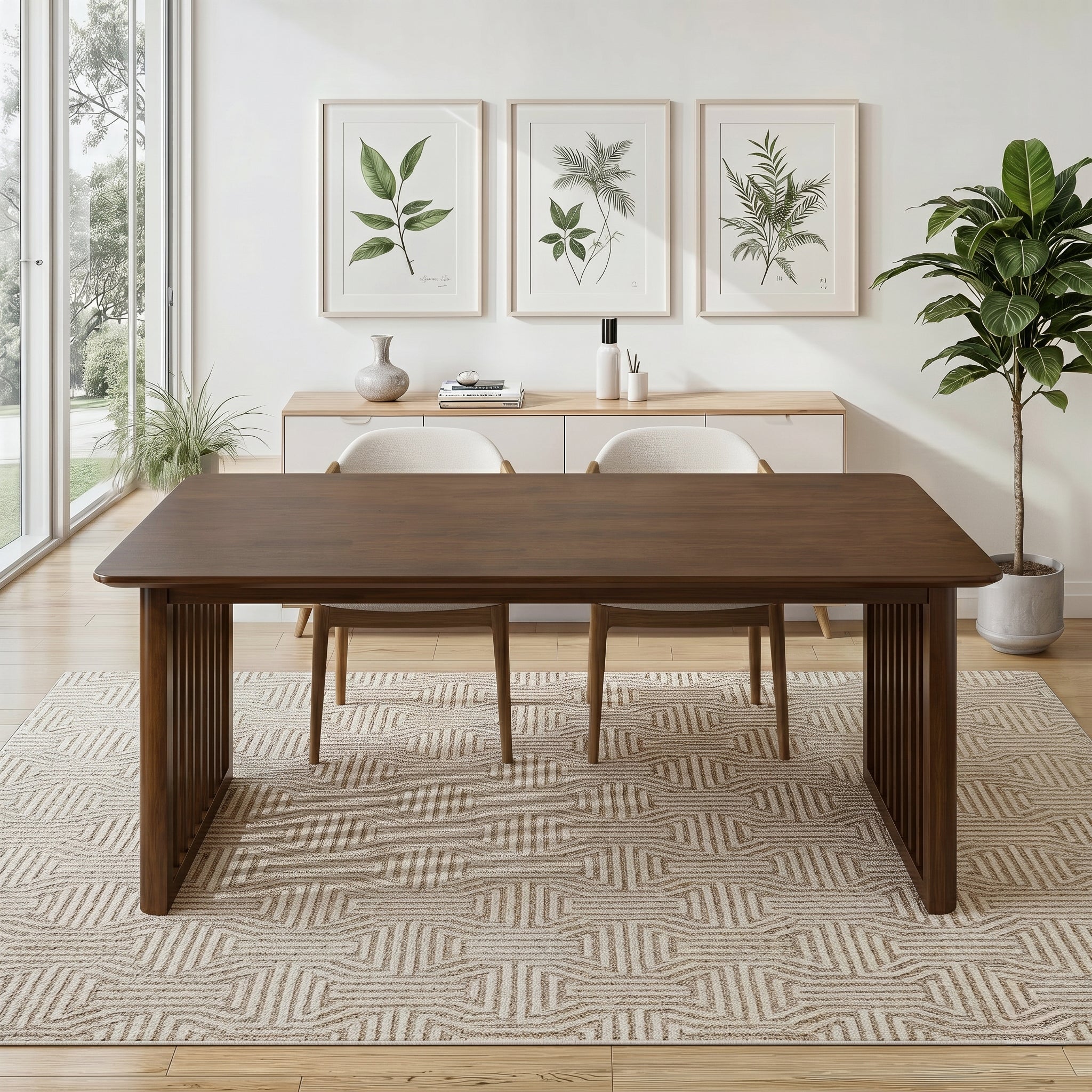 Frontignan Solid Wood Rectangular Dining Table with Ribbed Slab Legs | Ashcroft Imports Furniture
