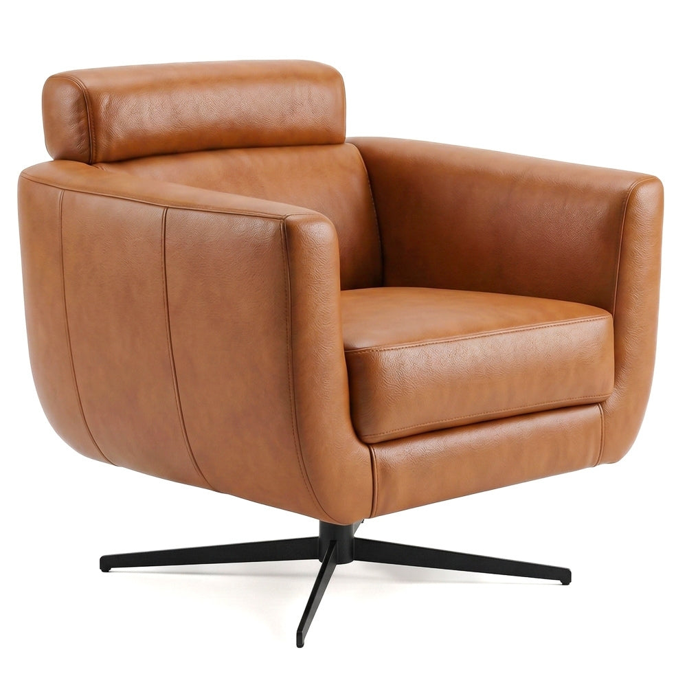 Helena Durable Top Grain Tan Leather Swivel Chair | Ashcroft Imports Furniture