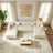 JAYLA IVORY VELVET DOUBLE CHAISE 141" SECTIONAL