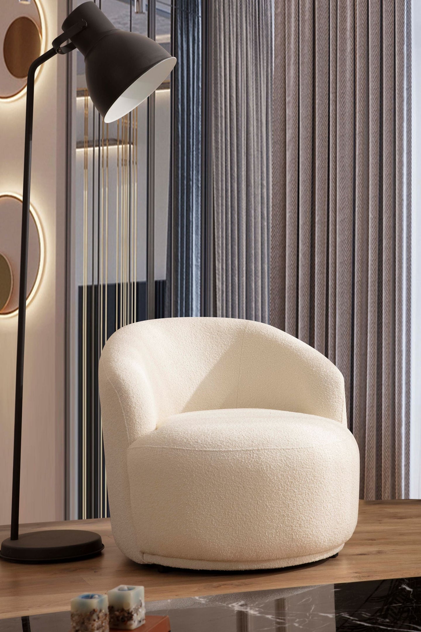 Bonita Ivory Boucle Accent Chair