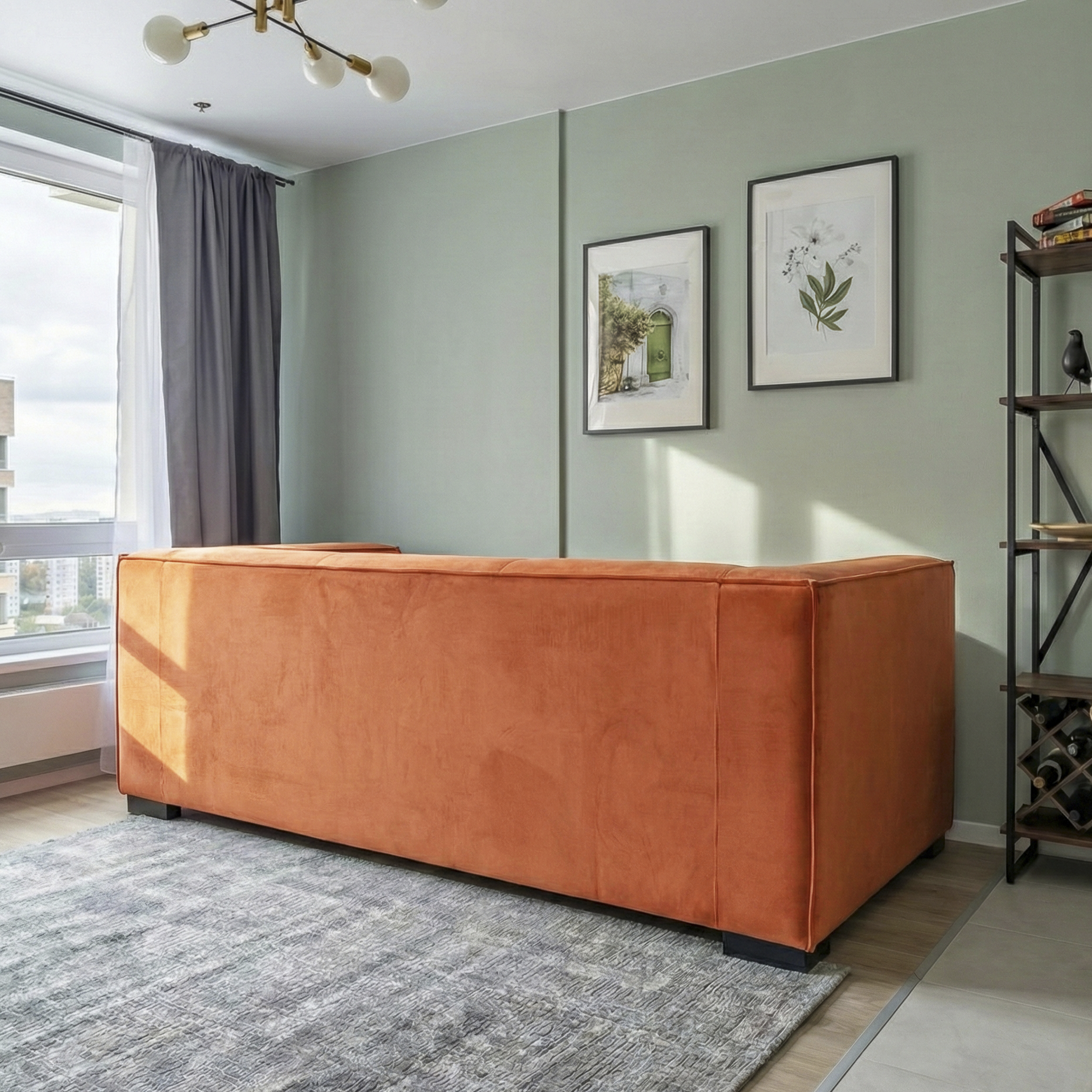 Johnston Modern Velvet Upholstered Sofa with Wide Square Arms & Biscuit Tufting | Ashcroft Imports Furniture