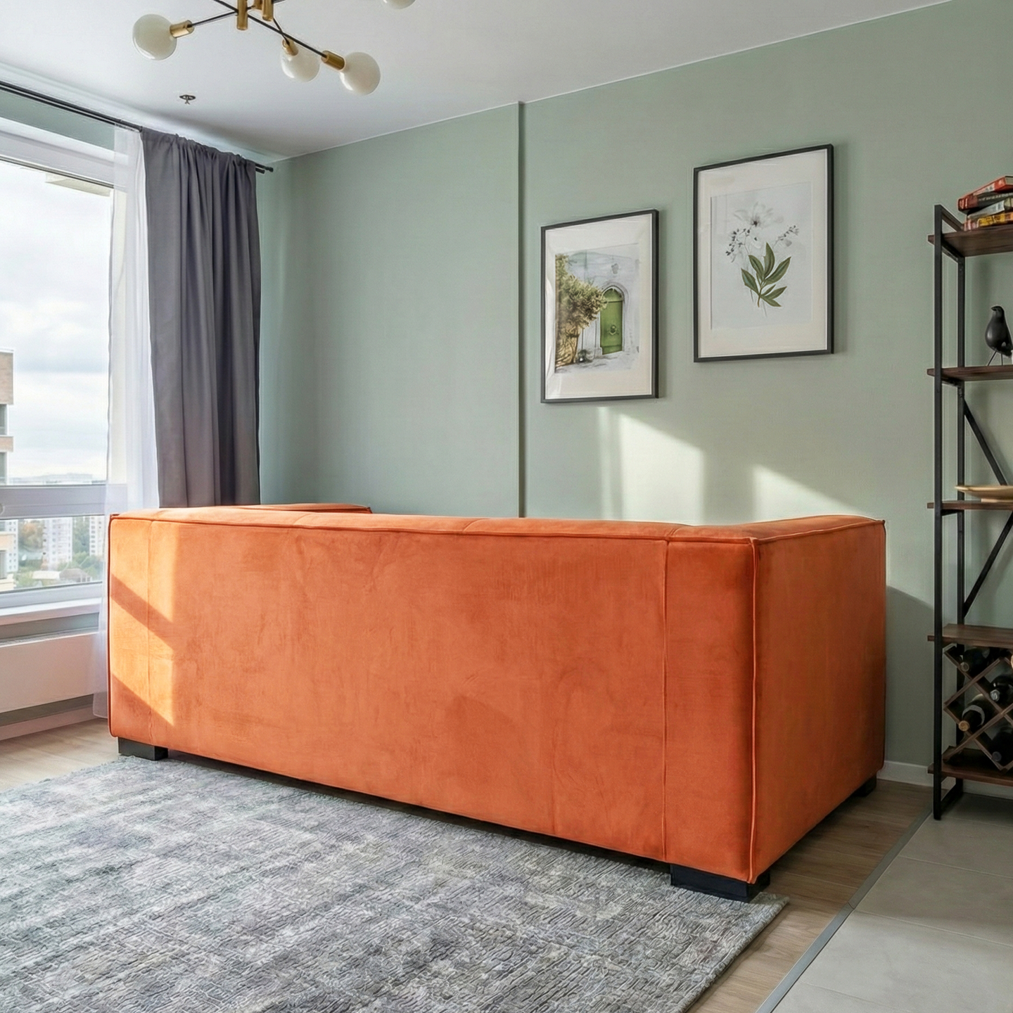 Johnston Modern Velvet Upholstered Sofa with Wide Square Arms & Biscuit Tufting | Ashcroft Imports Furniture