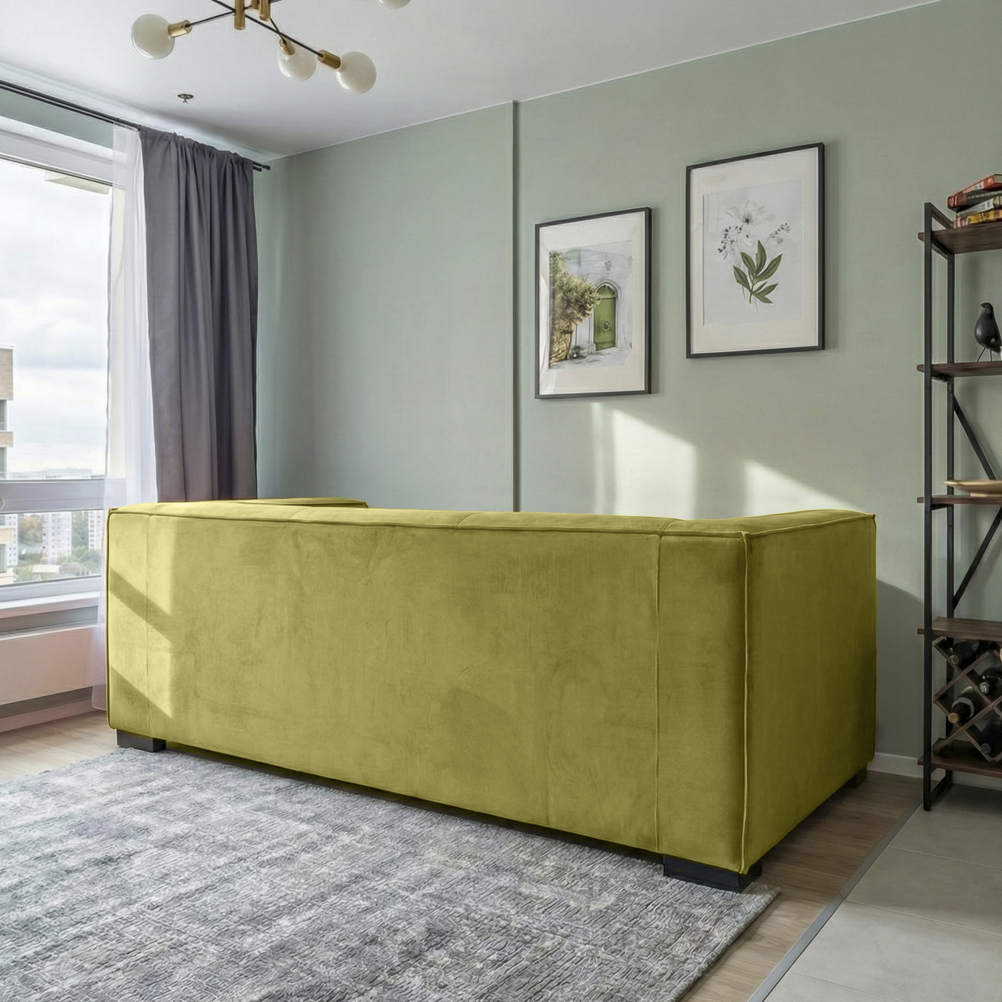 Johnston Modern Velvet Upholstered Sofa with Wide Square Arms & Biscuit Tufting | Ashcroft Imports Furniture