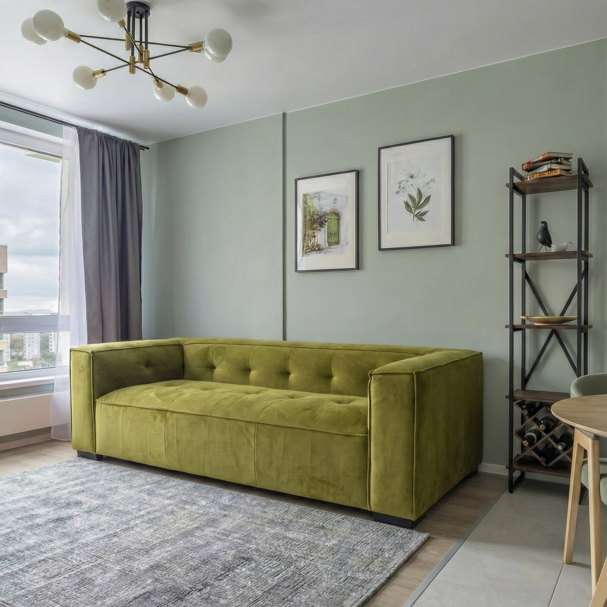 Johnston Modern Velvet Upholstered Sofa with Wide Square Arms & Biscuit Tufting | Ashcroft Imports Furniture