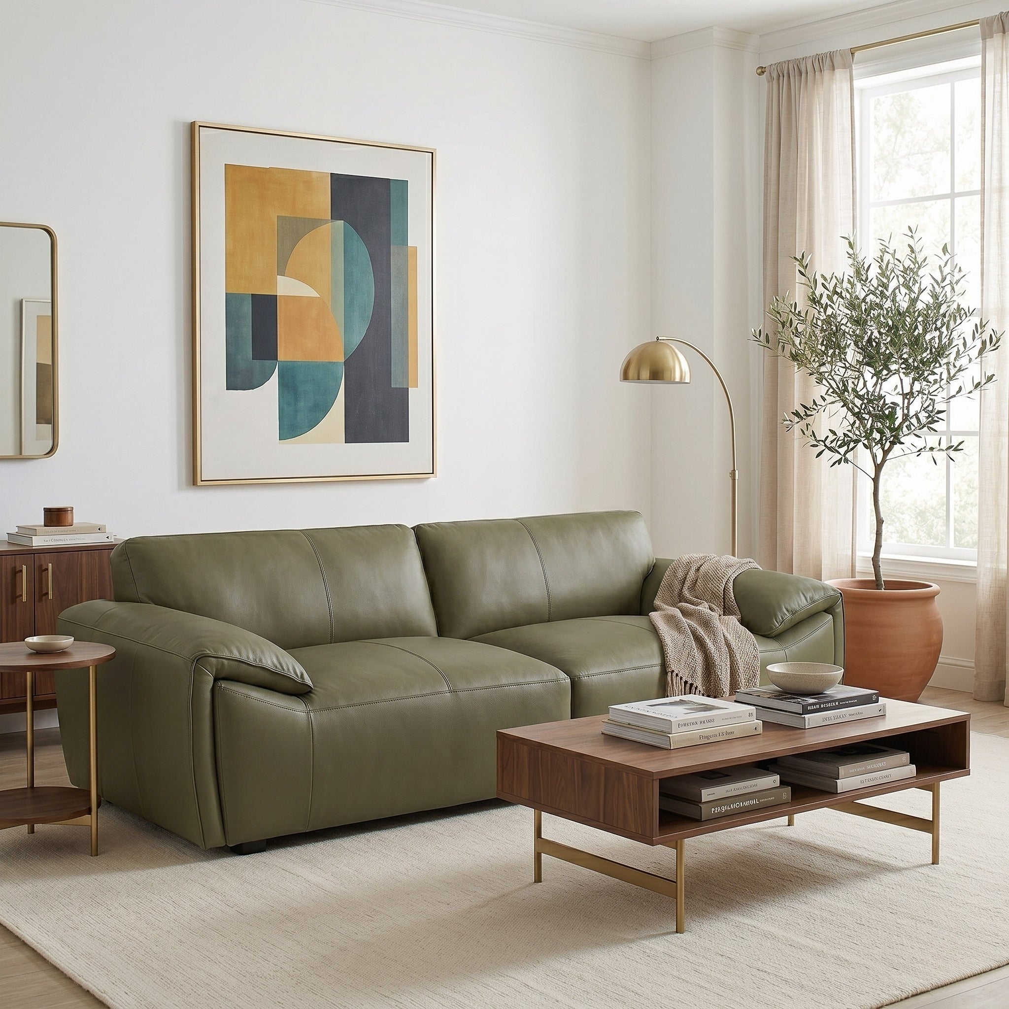Laffey Luxury Real Leather Sofa with Pillow-Top Arms & Robust Frame | Ashcroft Imports Furniture