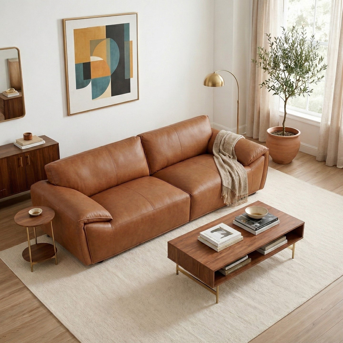 Laffey Luxury Real Leather Sofa with Pillow-Top Arms & Robust Frame | Ashcroft Imports Furniture