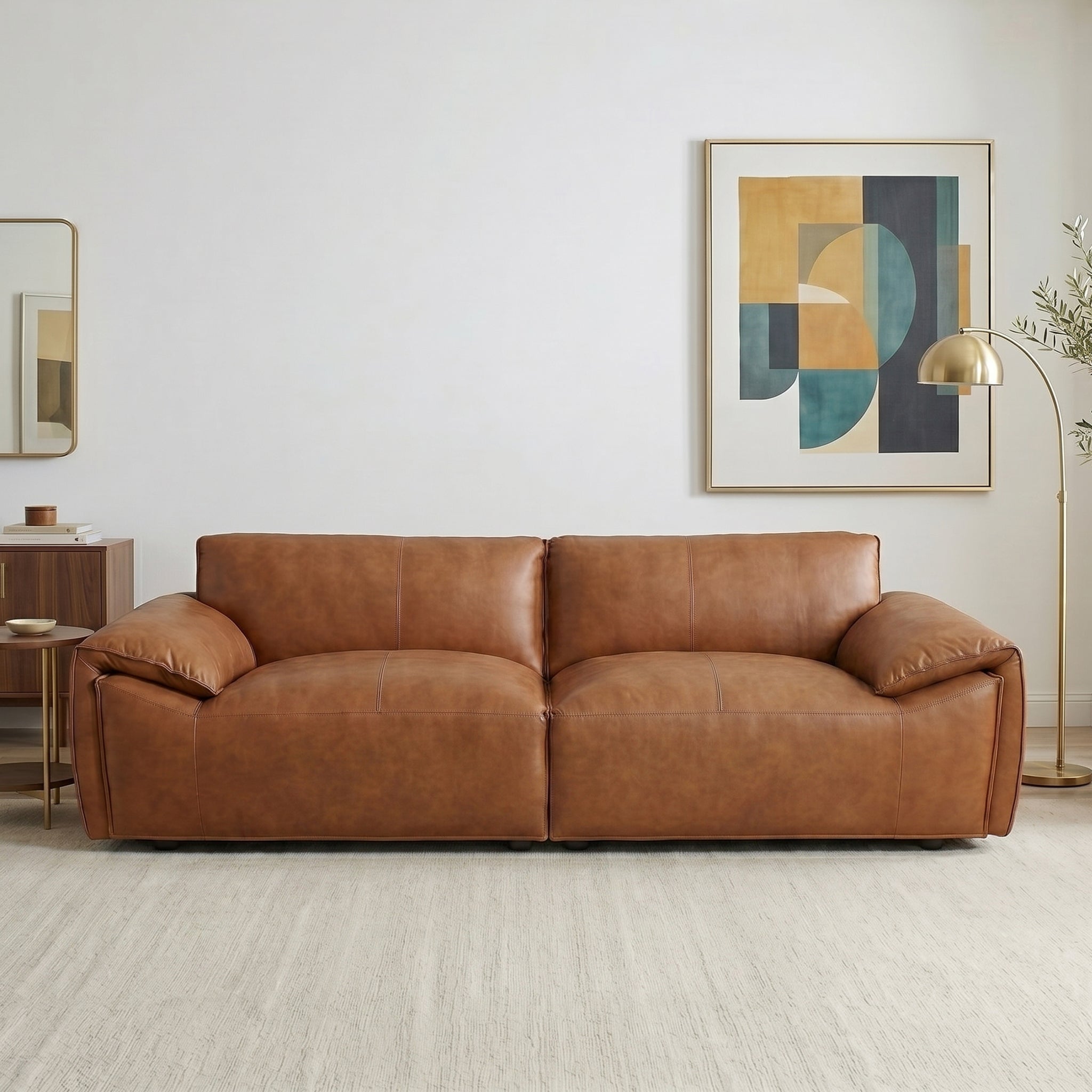 Laffey Luxury Real Leather Sofa with Pillow-Top Arms & Robust Frame | Ashcroft Imports Furniture