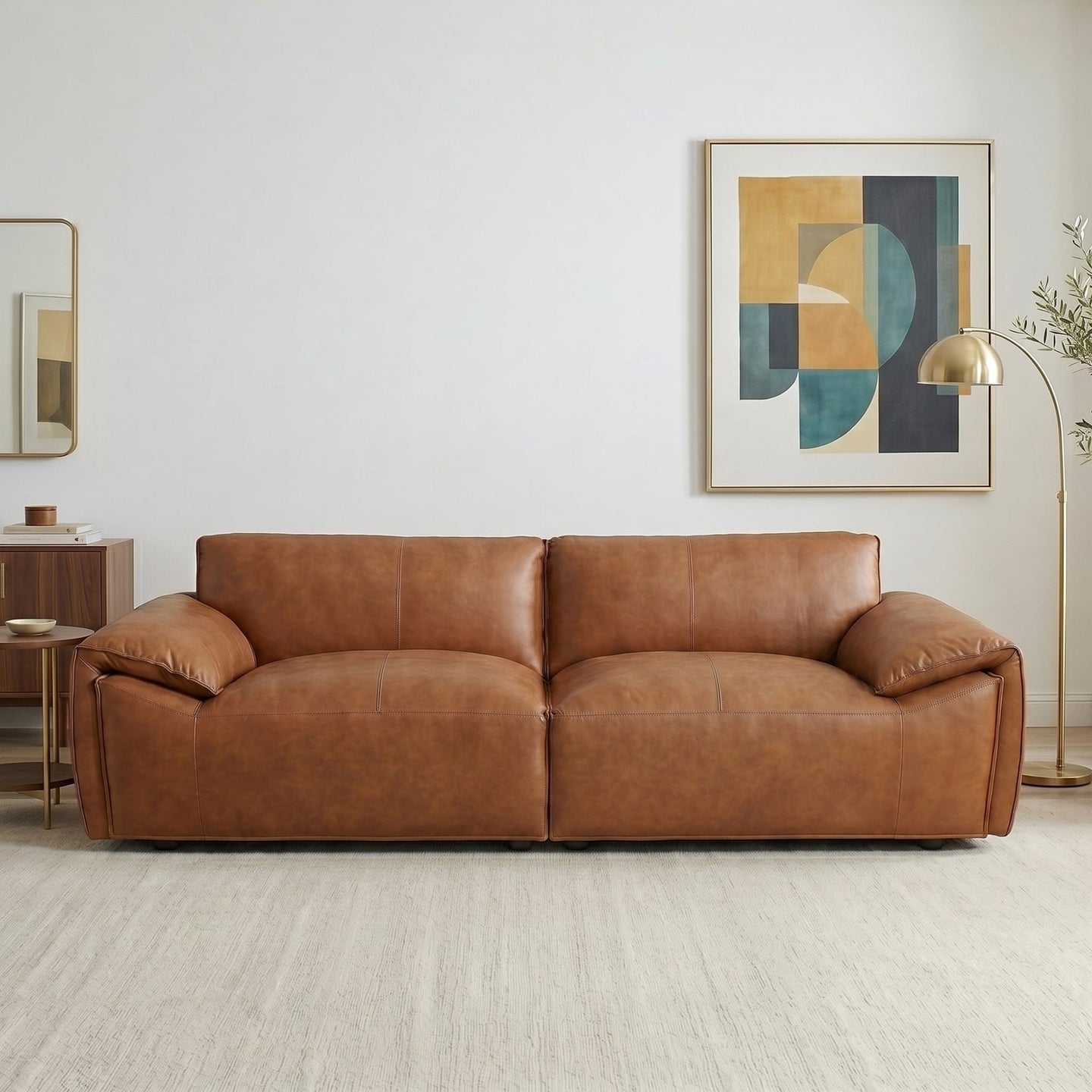Laffey Luxury Real Leather Sofa with Pillow-Top Arms & Robust Frame | Ashcroft Imports Furniture