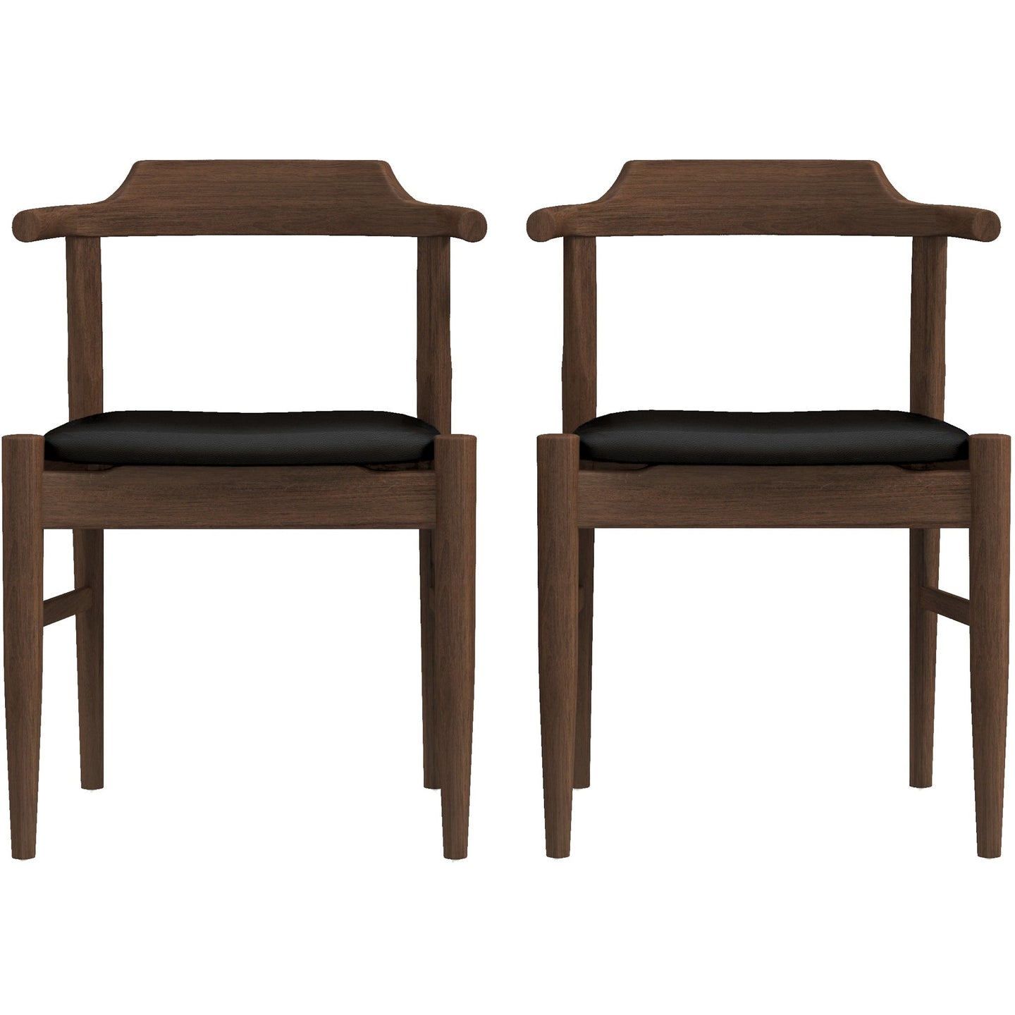 Leon Mid-Century Modern Black Vegan Leather Dining Chair (Set of 2)