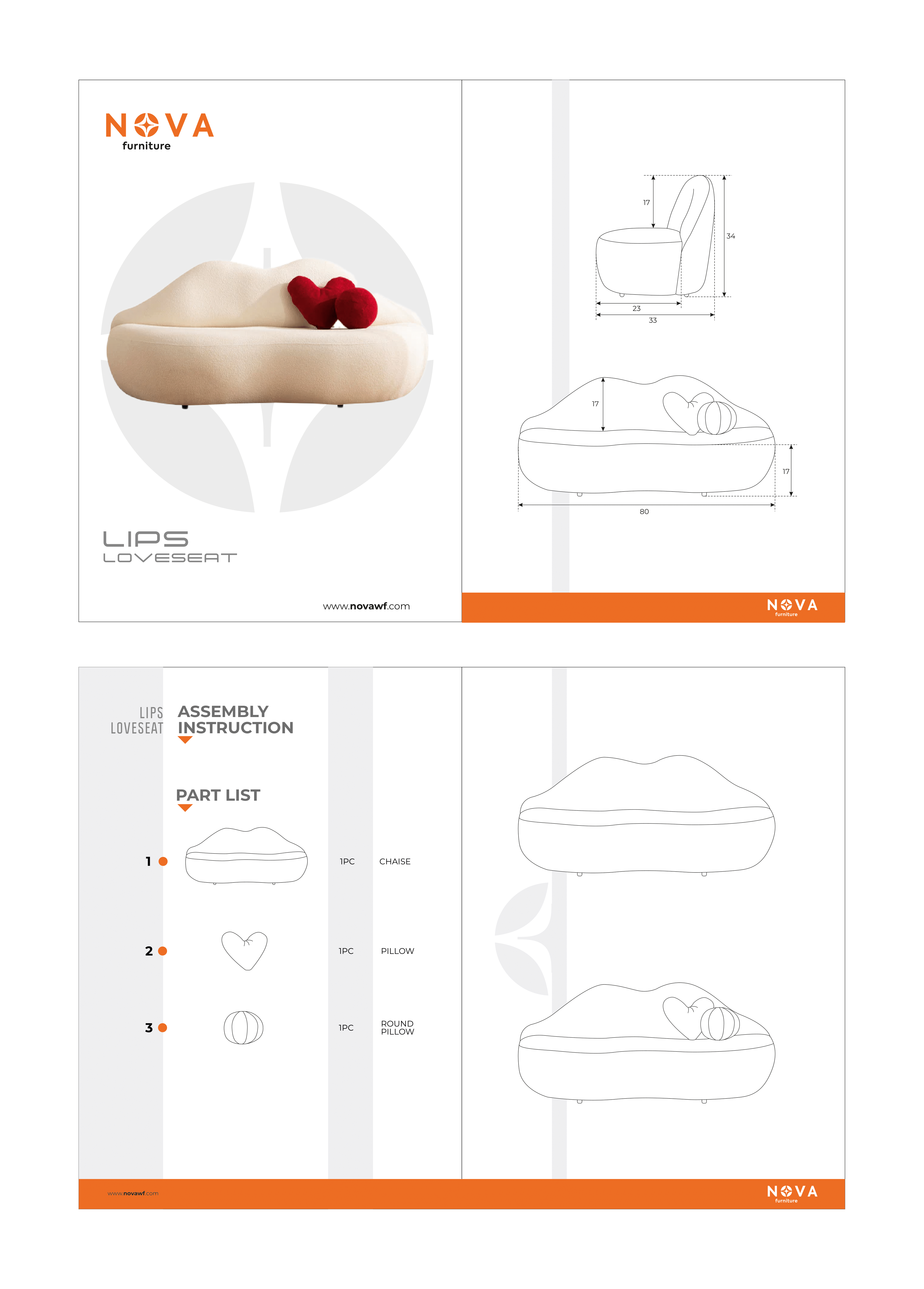 Lips Red Velvet Loveseat 81"