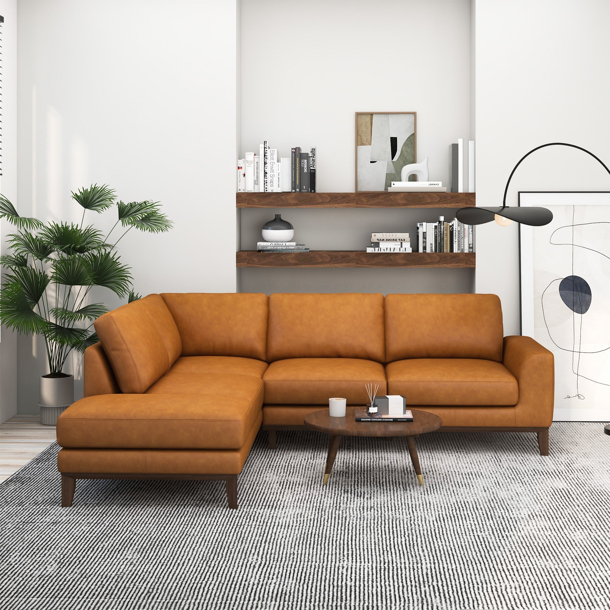 London Modern Premium Genuine Leather Left-Facing Sectional Sofa | Ashcroft Imports Furniture