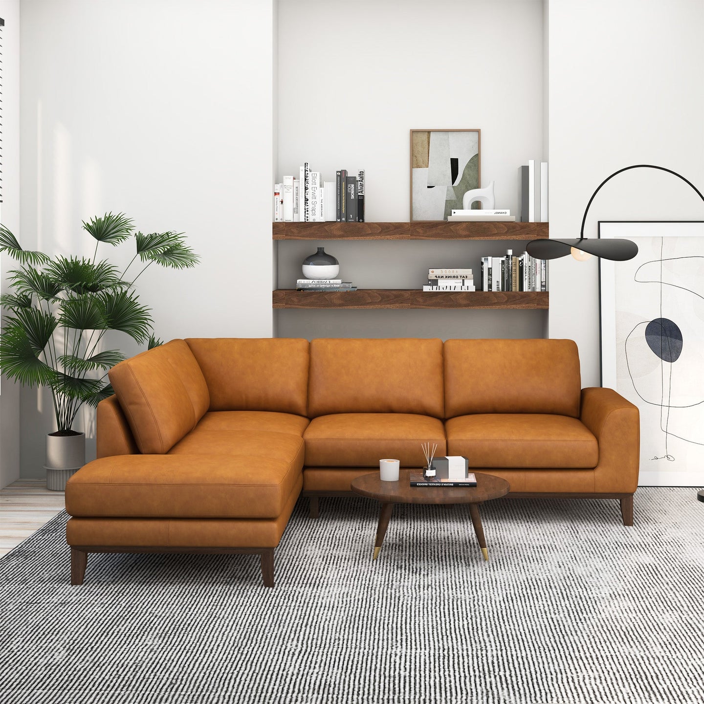 London Modern Premium Genuine Leather Left-Facing Sectional Sofa | Ashcroft Imports Furniture