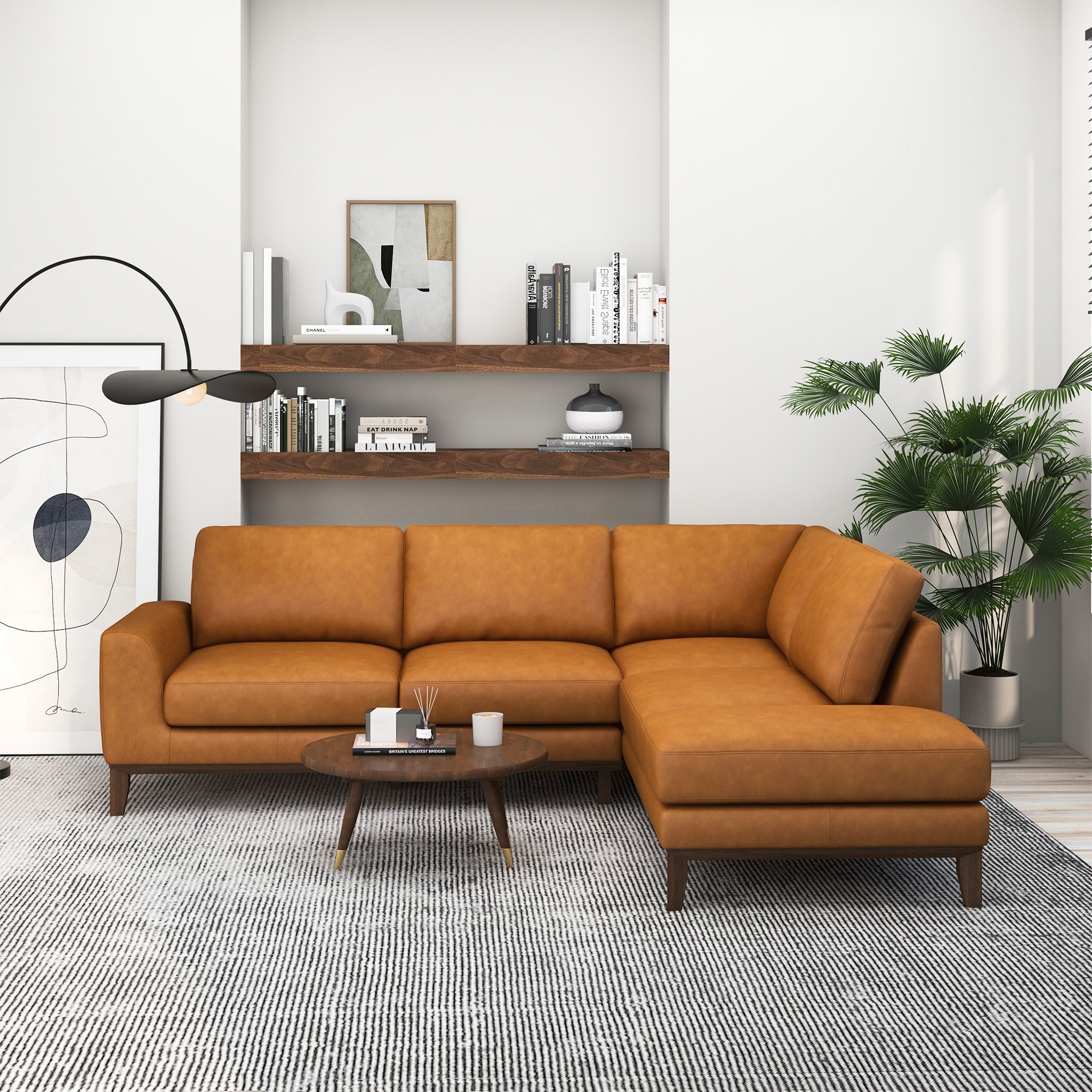 London Modern Premium Genuine Leather Right-Facing Sectional Sofa | Ashcroft Imports Furniture
