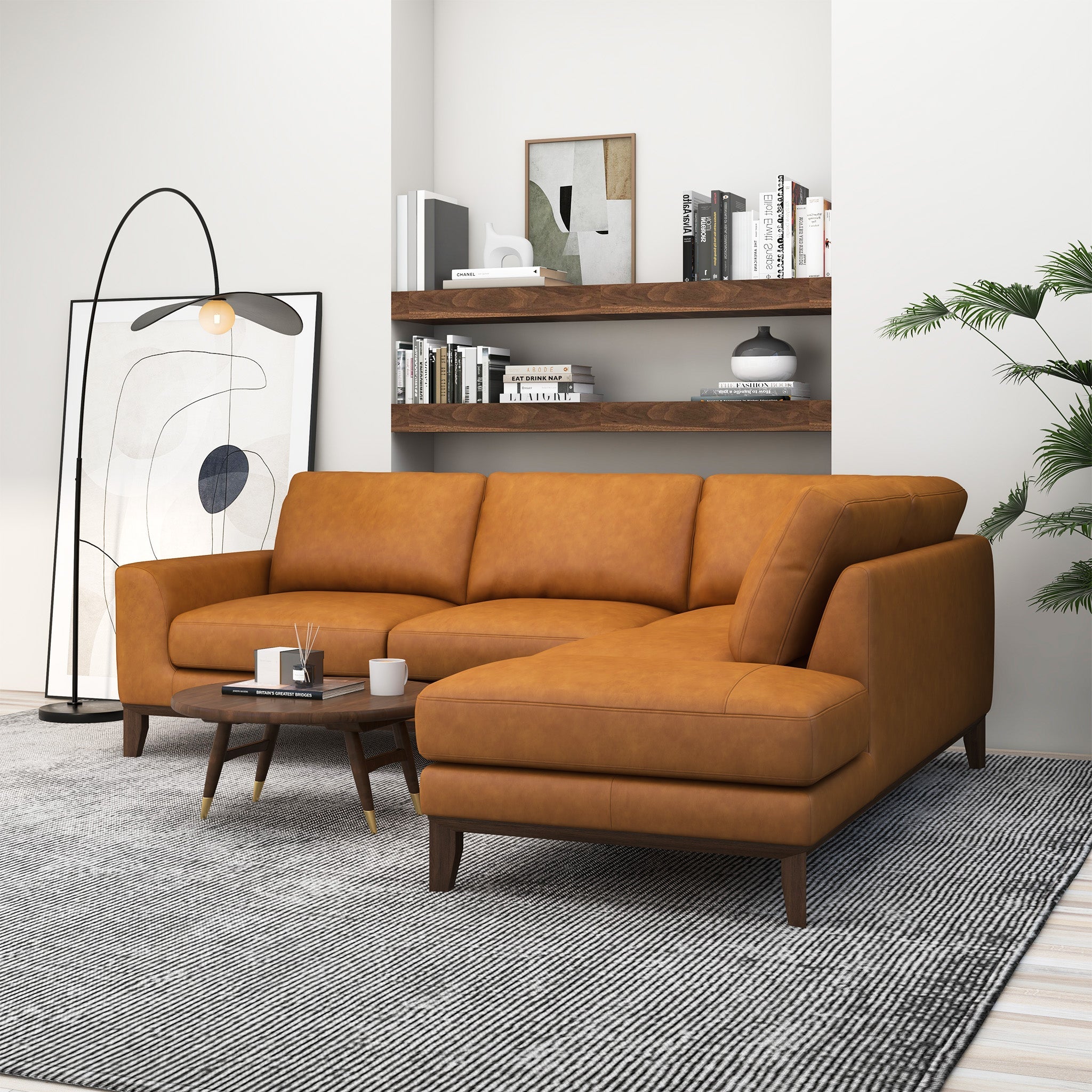 London Modern Premium Genuine Leather Right-Facing Sectional Sofa | Ashcroft Imports Furniture