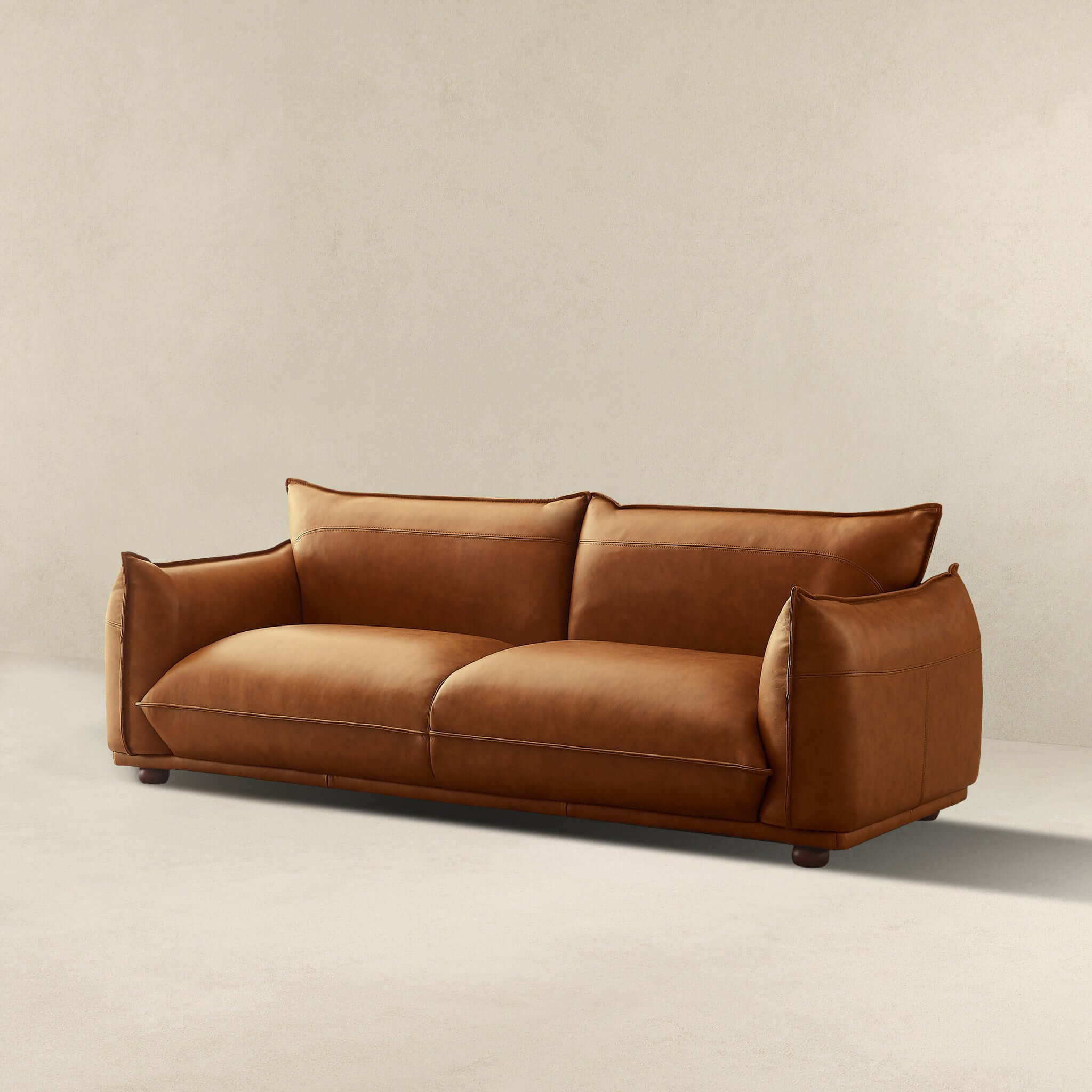 Emma Mid-Century Modern Cognac Leather Tufted Sofa | Ashcroft Imports Furniture
